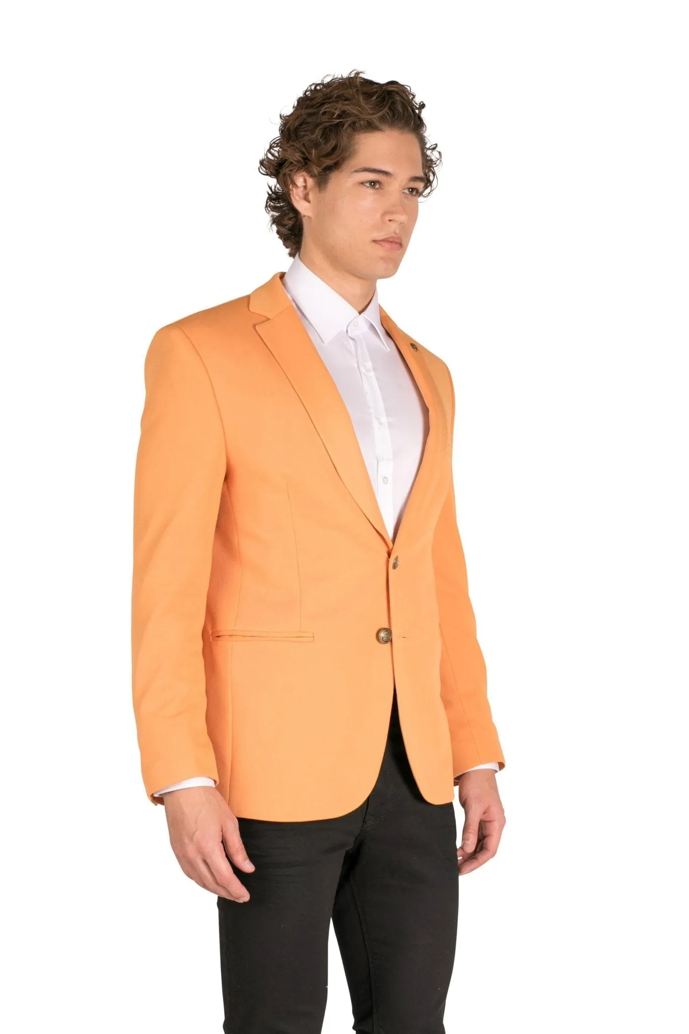GOLD-BUTTON FITTED NOTCH BLAZER - YELLOW