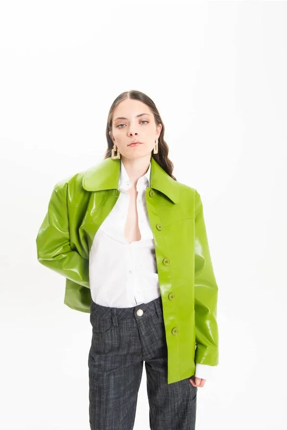 Green Faux Leather Jacket