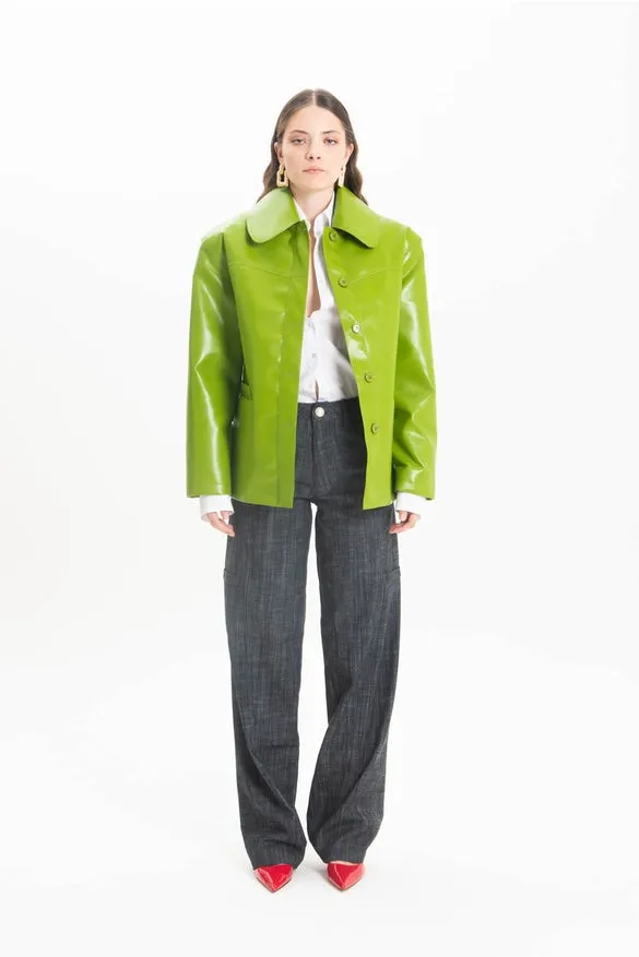 Green Faux Leather Jacket