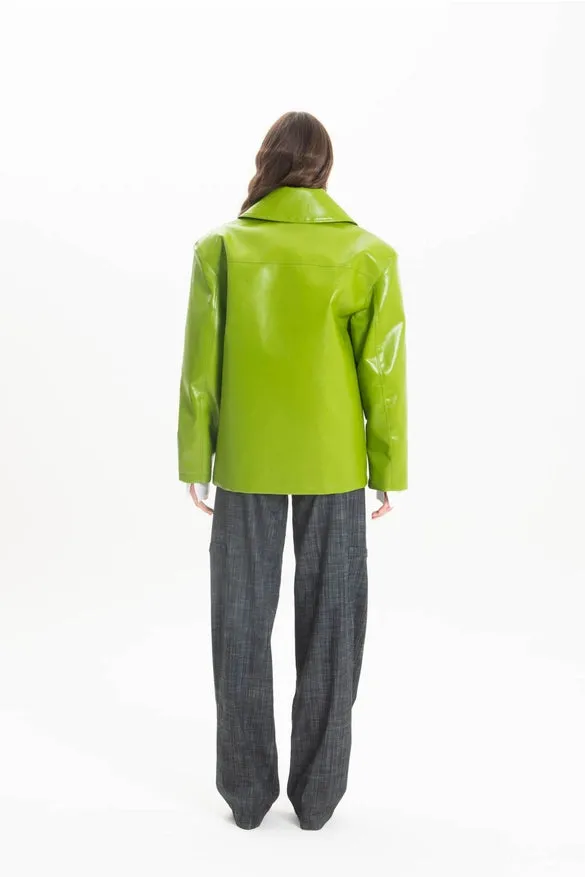 Green Faux Leather Jacket