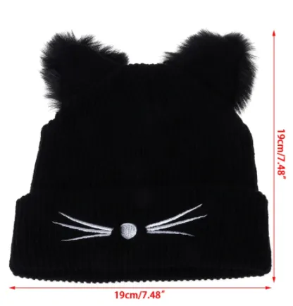 Hand-Knitted Cat Ear Winter Beanie