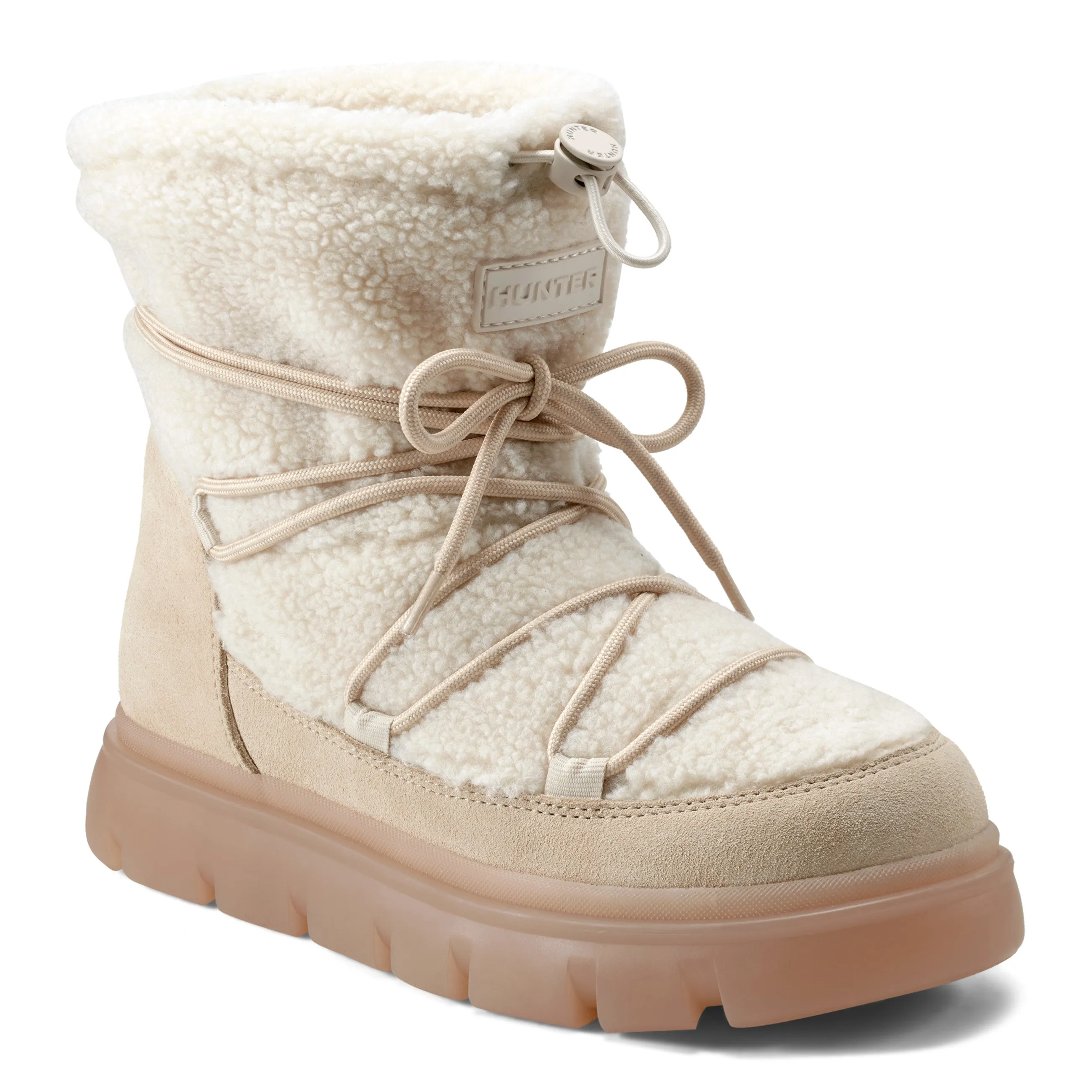 Hunter Women's Misty Lug Sole Insulated Waterproof Snow Booties Light Natural HWMISTY 110
