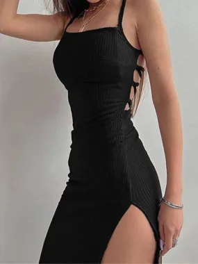 Iona - Sleek Black Bodycon Dress for Women