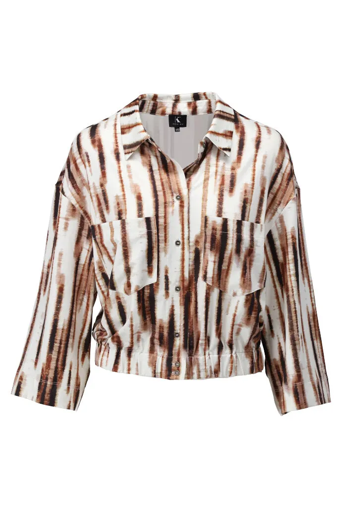 K-design - Blouse met print, zakjes en elastiek (A210P983)