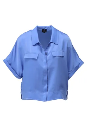 K-design - Blouse met zakken (A678Blue bonnet)