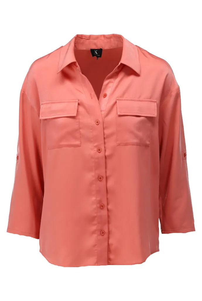 K-design - Oversized blouse met zakjes (A670Apricot brandy)