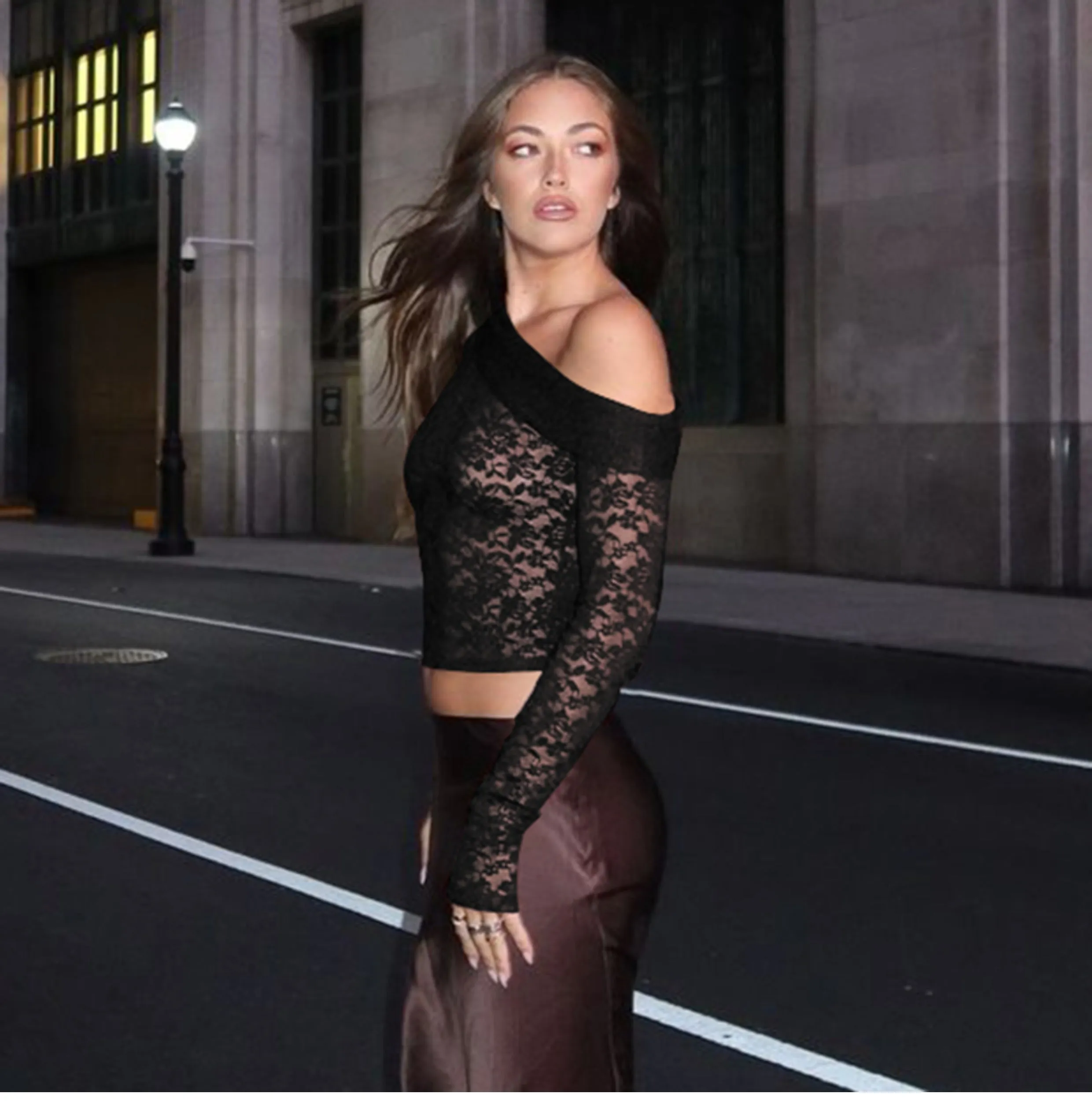 Koraline Asymmetrical Lace Top