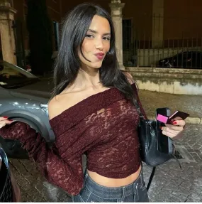 Koraline Asymmetrical Lace Top