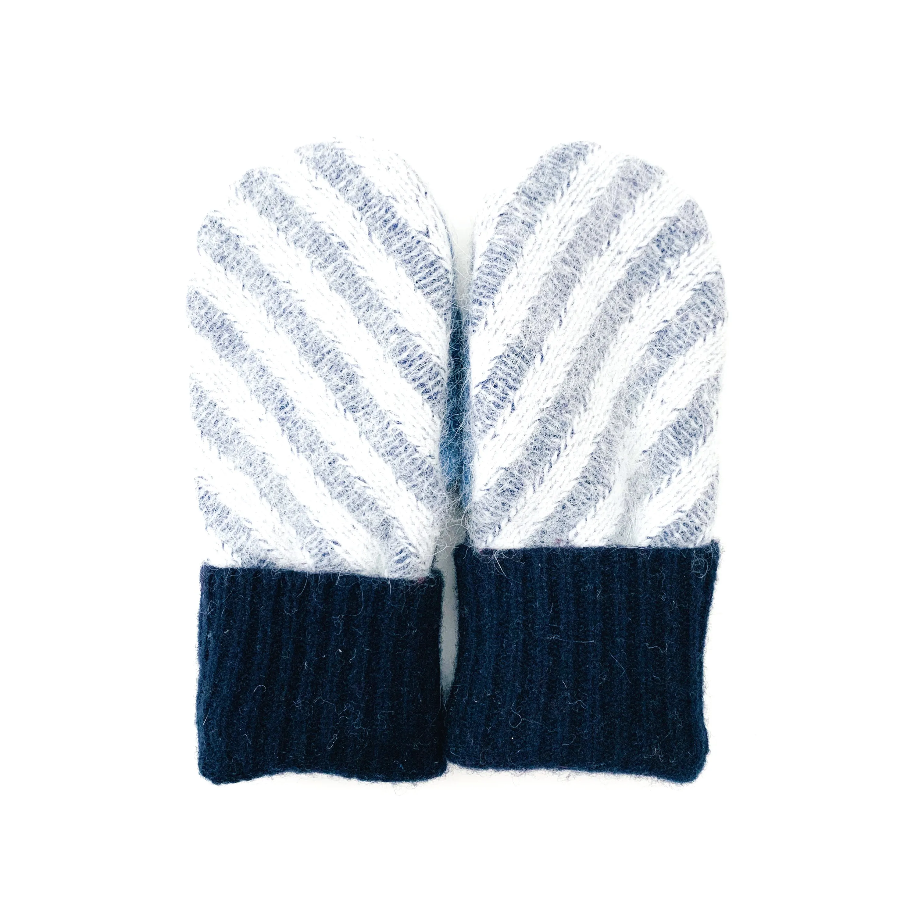 Large Kid's Wool Sweater Mittens | Pale Stripes