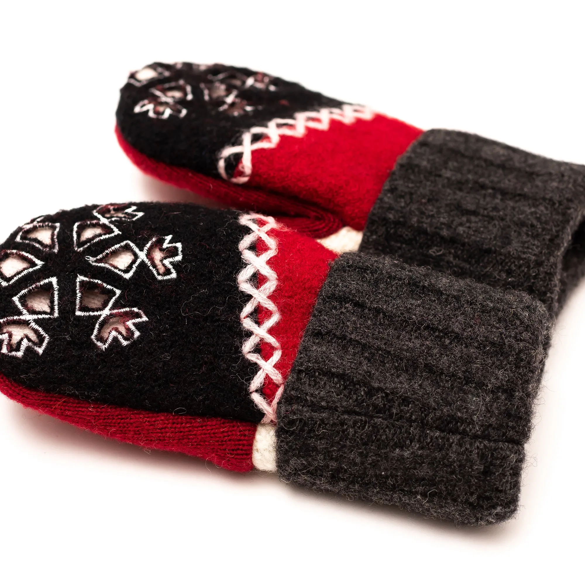 Large Kid's Wool Sweater Mittens | Snowball Fight