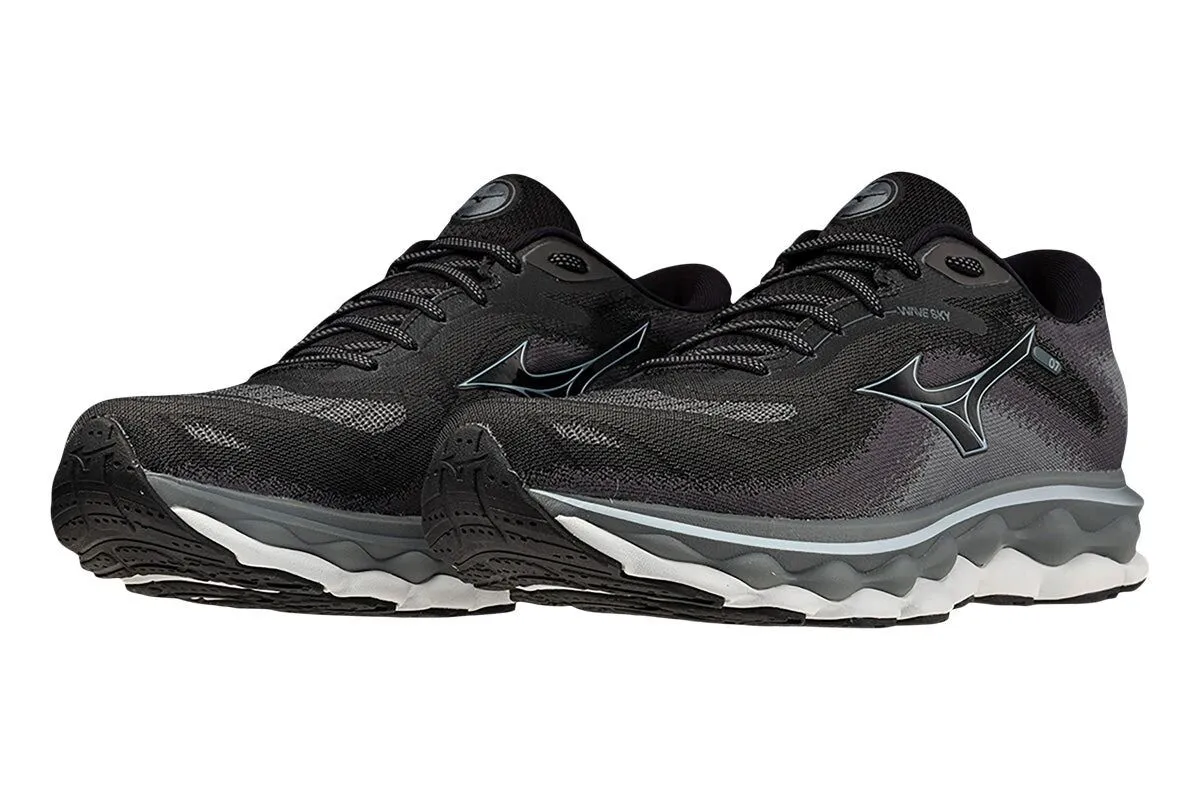 Mens Mizuno Wave Sky 7 2E Wide Black/Glacial Ridge/Stormy Weather, Size 9.5