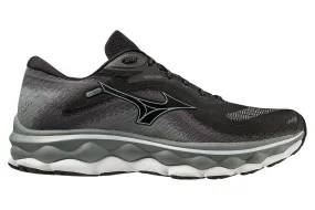 Mens Mizuno Wave Sky 7 2E Wide Black/Glacial Ridge/Stormy Weather, Size 9.5