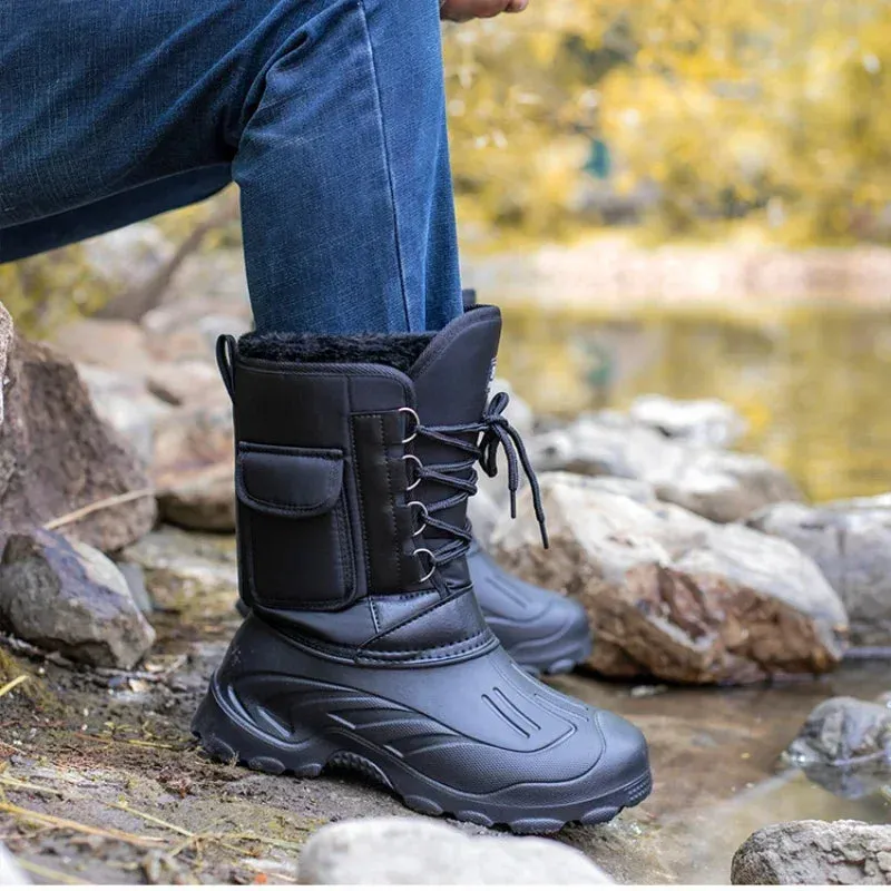 Men's Outdoor Sports Boots 2024 – Winter Waterproof High-Top Shoes, Light Rain, Fishing, Warm Snow, Hiking