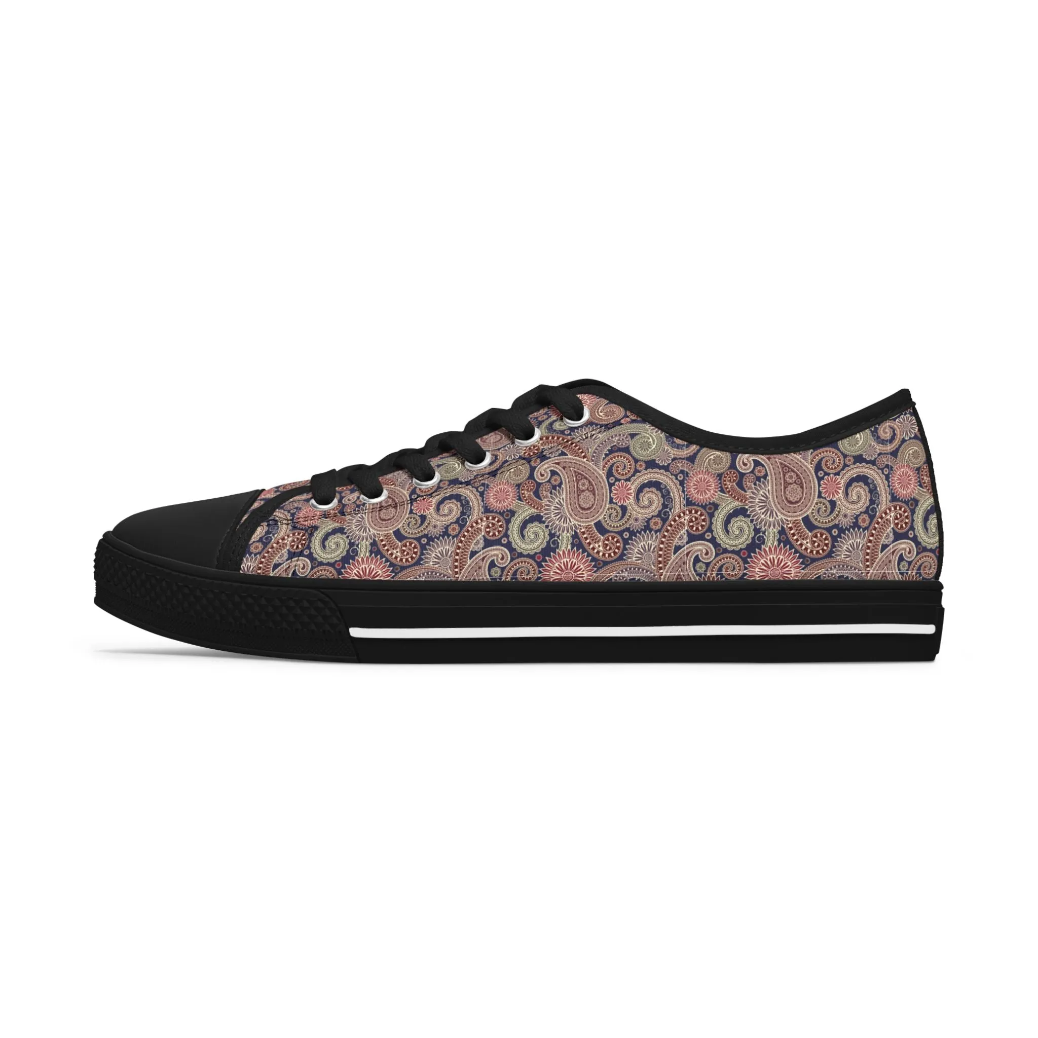 Paisley Dream – Stylische Damen Low Top Sneakers mit elegantem Schwarz-Weiß-Design