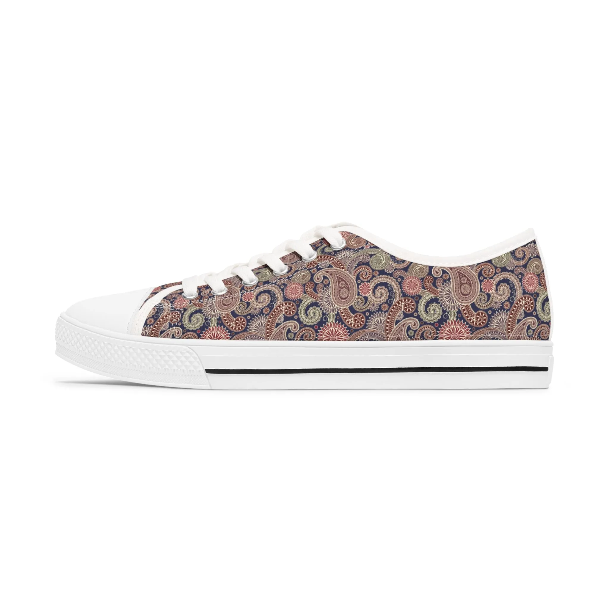 Paisley Dream – Stylische Damen Low Top Sneakers mit elegantem Schwarz-Weiß-Design