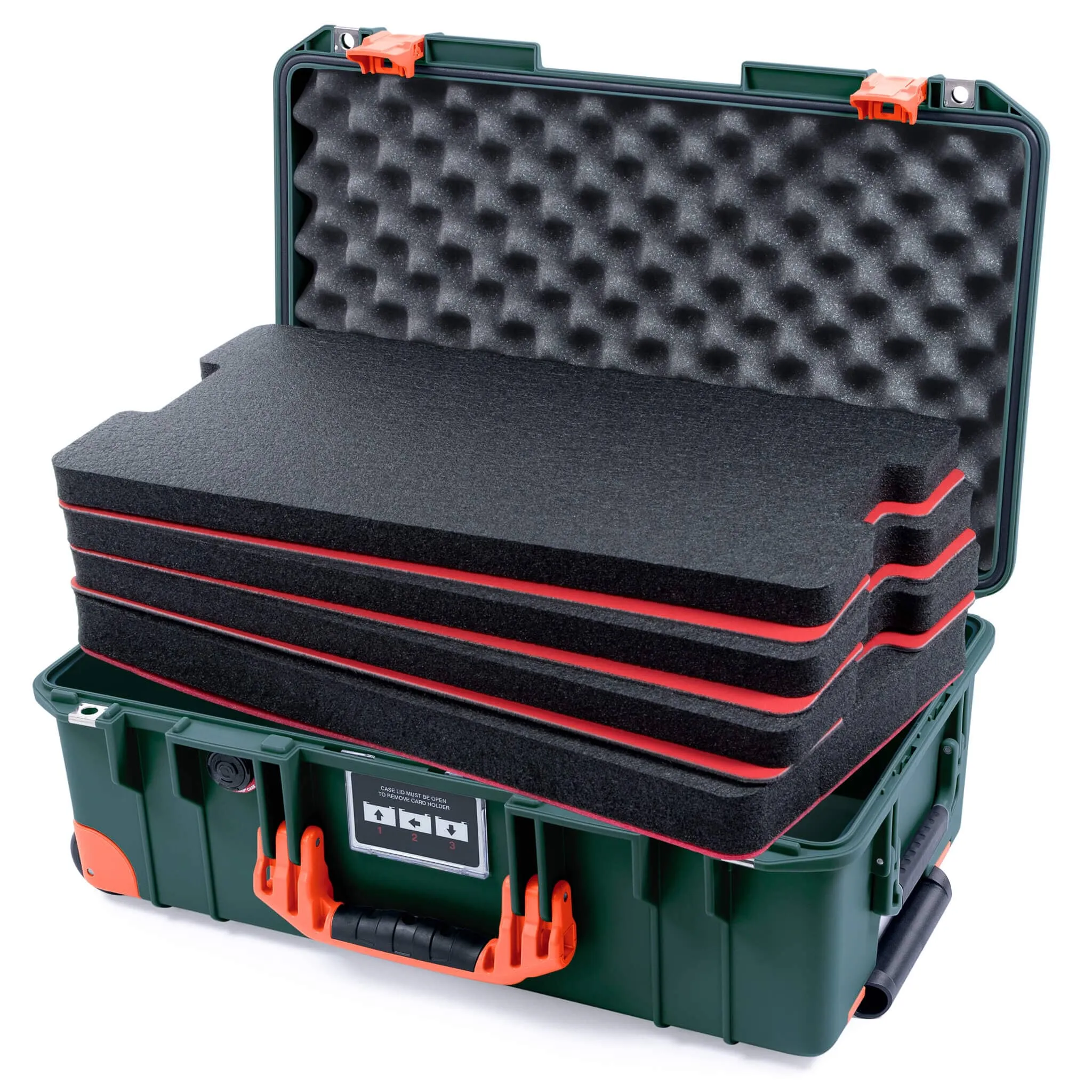 Pelican 1535 Air Case, Trekking Green with Orange Handles, Latches & Trolley