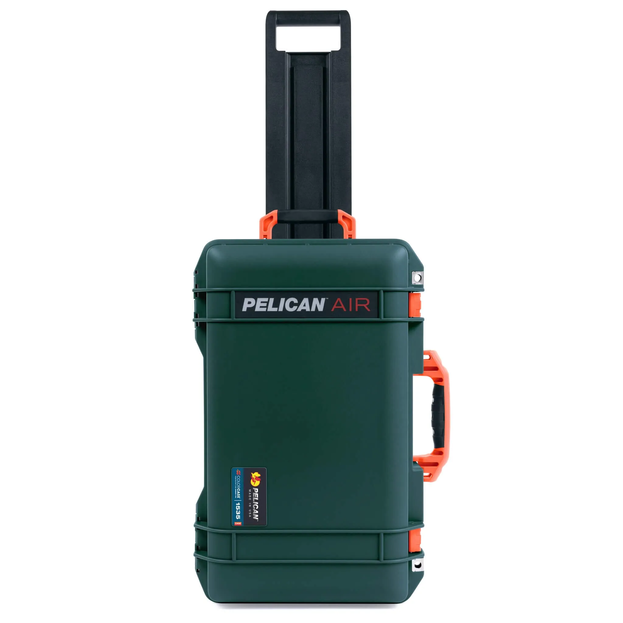 Pelican 1535 Air Case, Trekking Green with Orange Handles, Latches & Trolley
