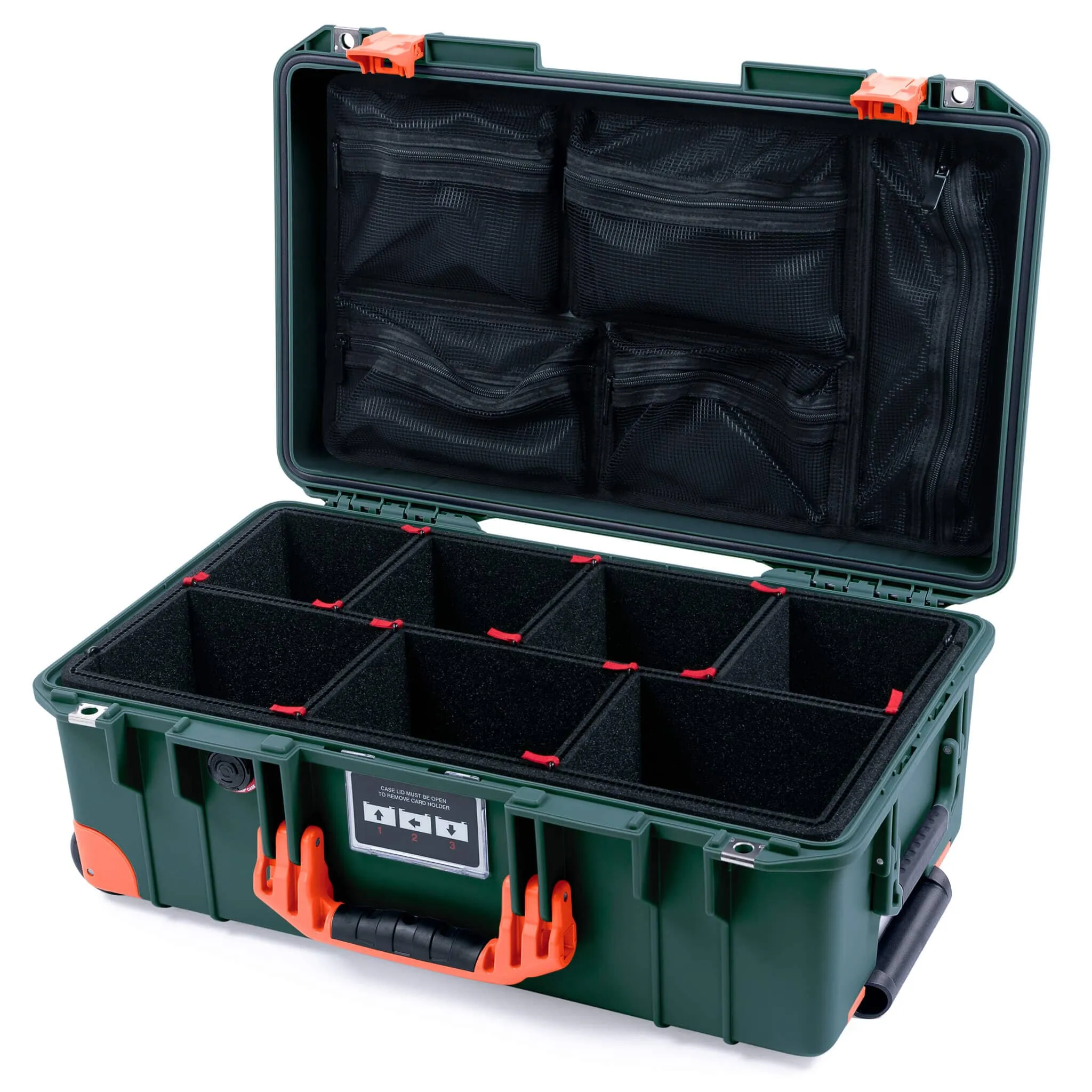 Pelican 1535 Air Case, Trekking Green with Orange Handles, Latches & Trolley