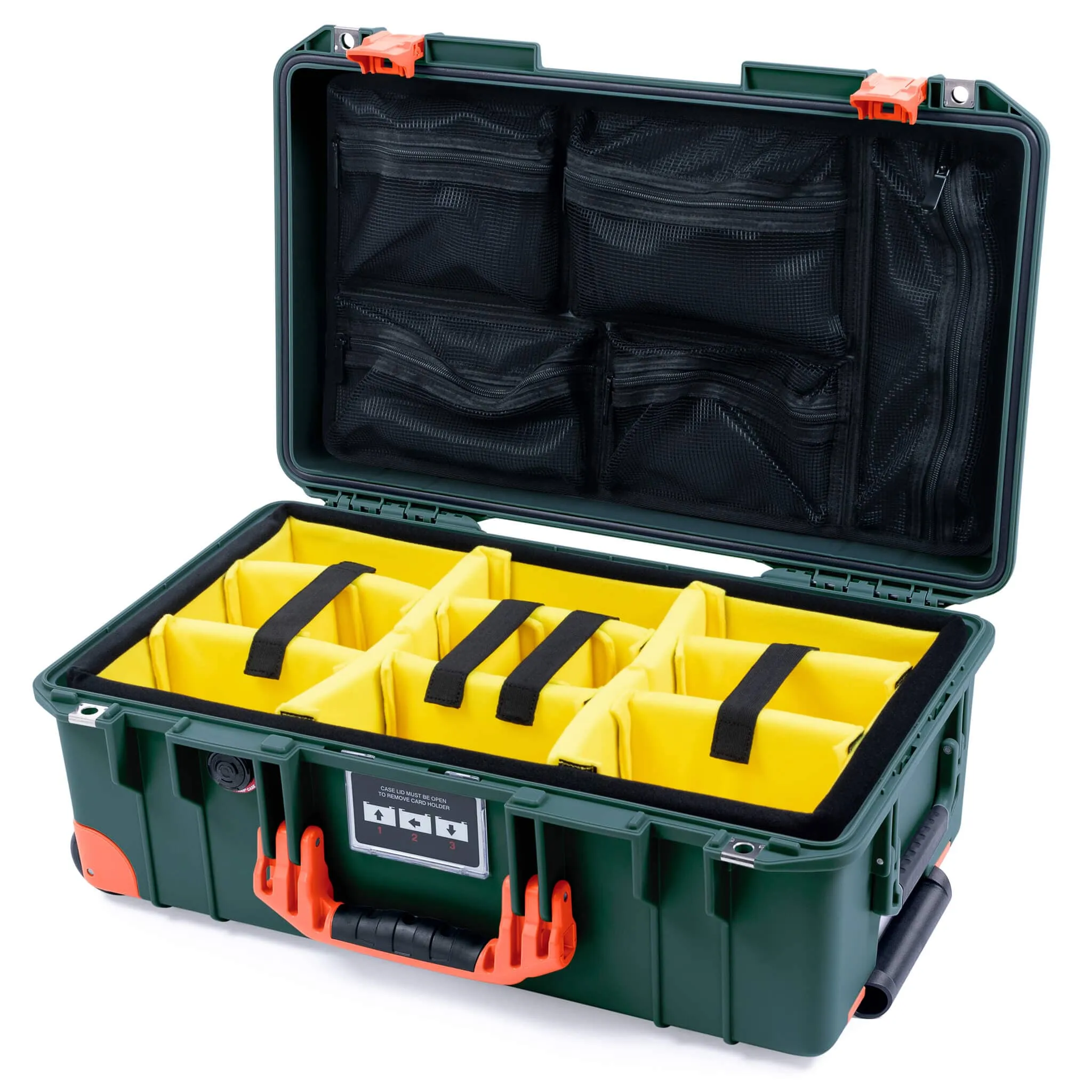 Pelican 1535 Air Case, Trekking Green with Orange Handles, Latches & Trolley