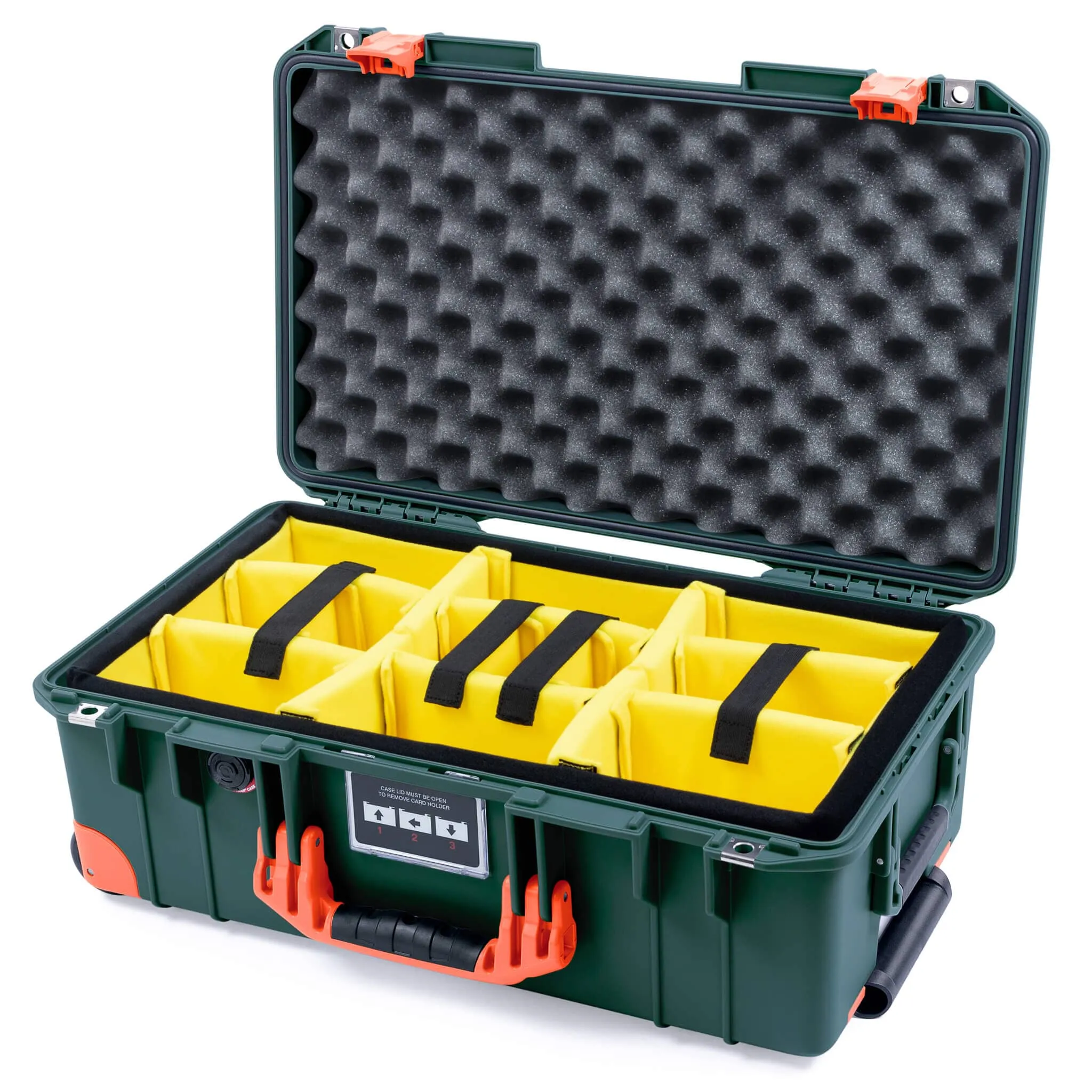 Pelican 1535 Air Case, Trekking Green with Orange Handles, Latches & Trolley