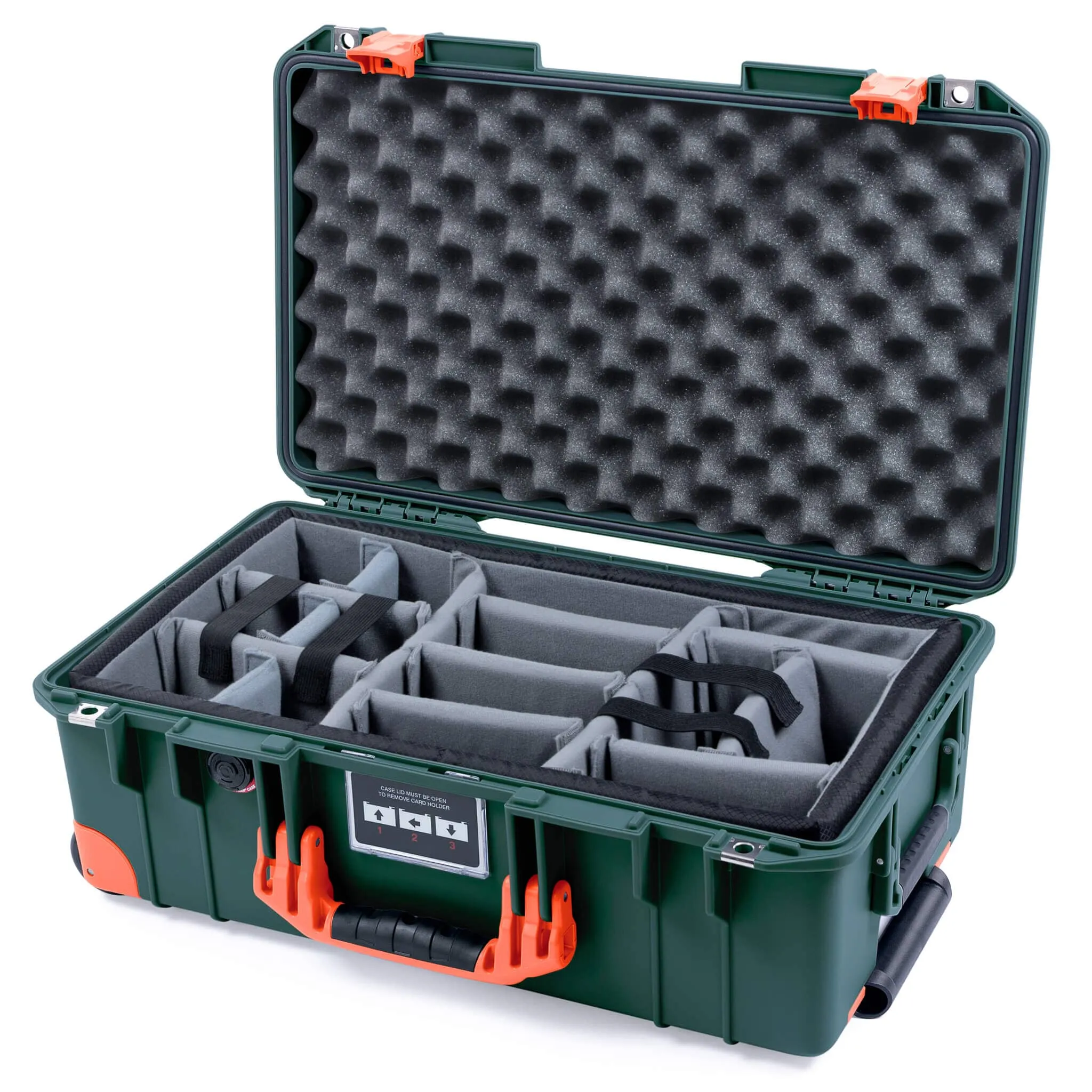 Pelican 1535 Air Case, Trekking Green with Orange Handles, Latches & Trolley