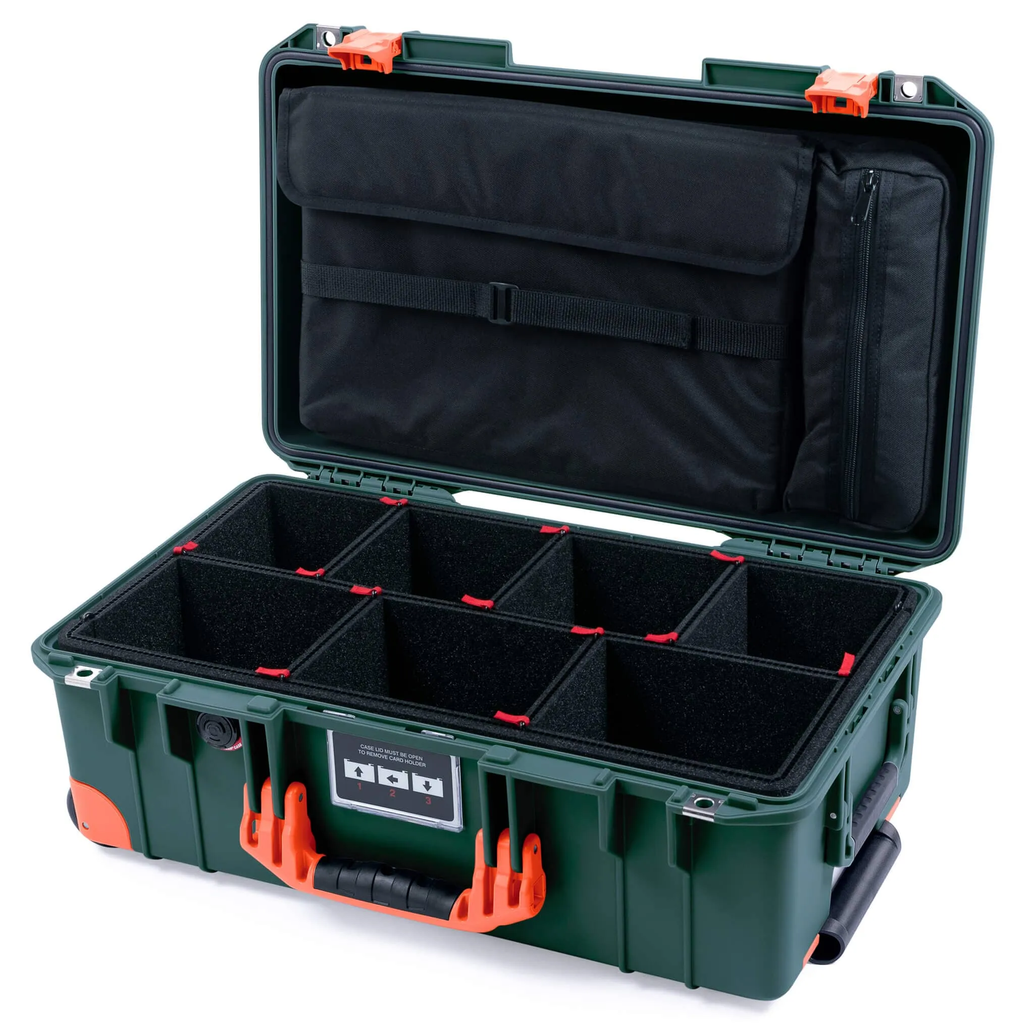 Pelican 1535 Air Case, Trekking Green with Orange Handles, Latches & Trolley