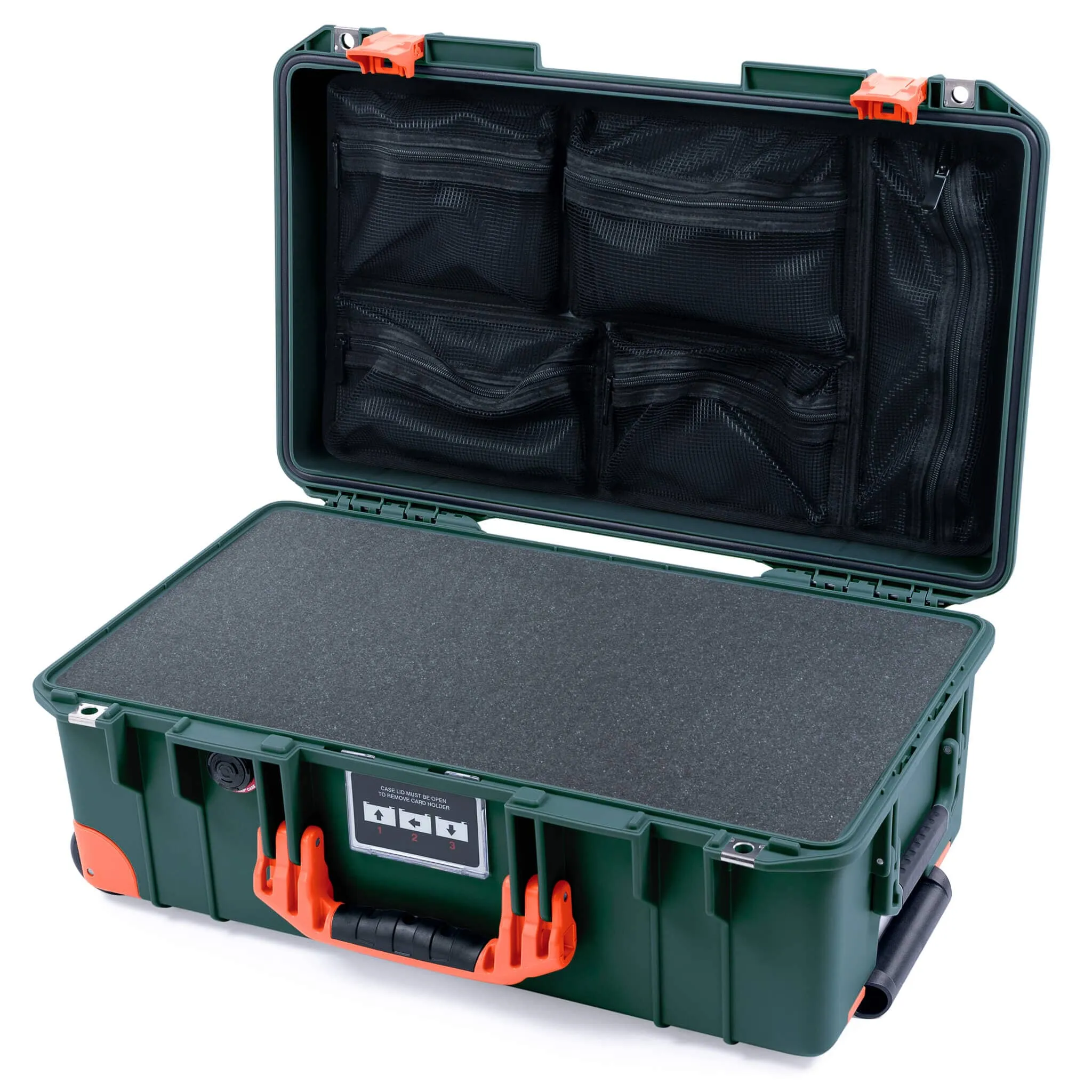 Pelican 1535 Air Case, Trekking Green with Orange Handles, Latches & Trolley