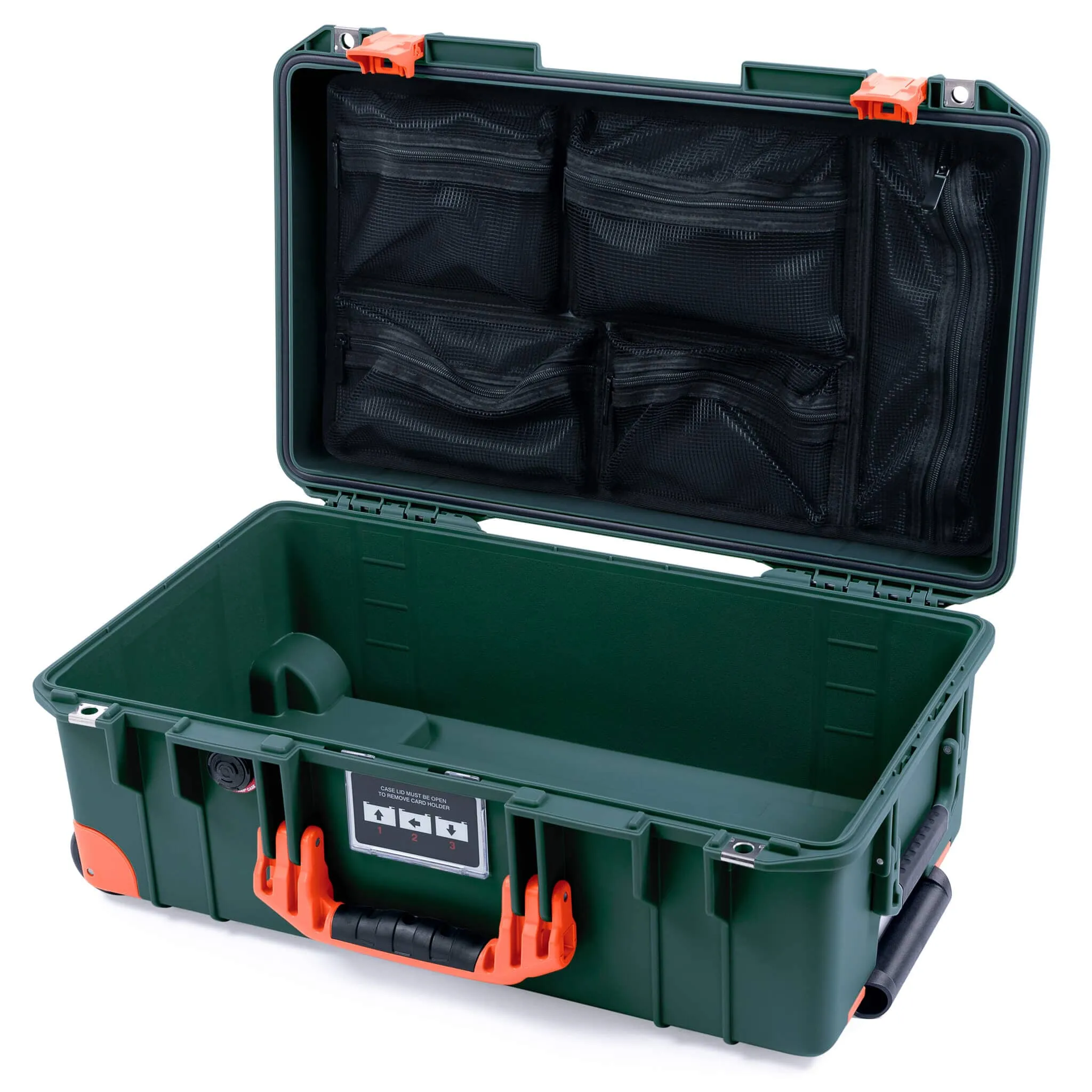 Pelican 1535 Air Case, Trekking Green with Orange Handles, Latches & Trolley