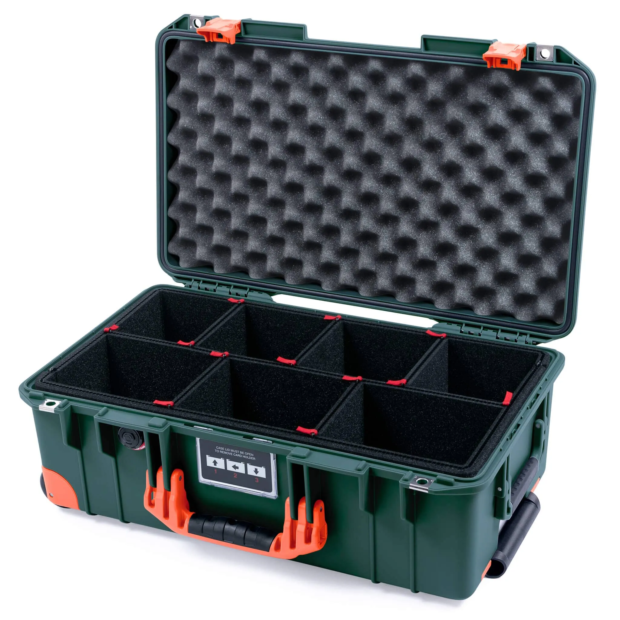 Pelican 1535 Air Case, Trekking Green with Orange Handles, Latches & Trolley