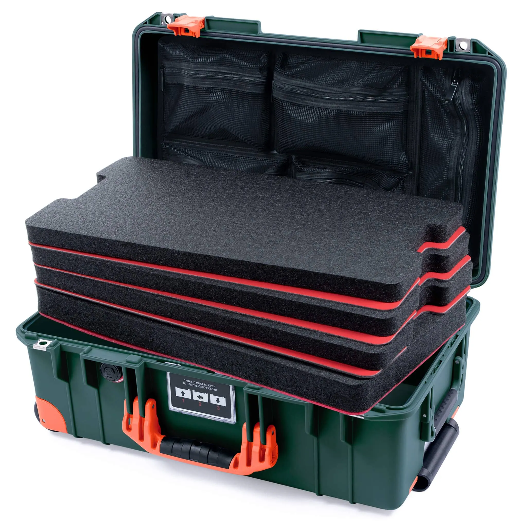 Pelican 1535 Air Case, Trekking Green with Orange Handles, Latches & Trolley