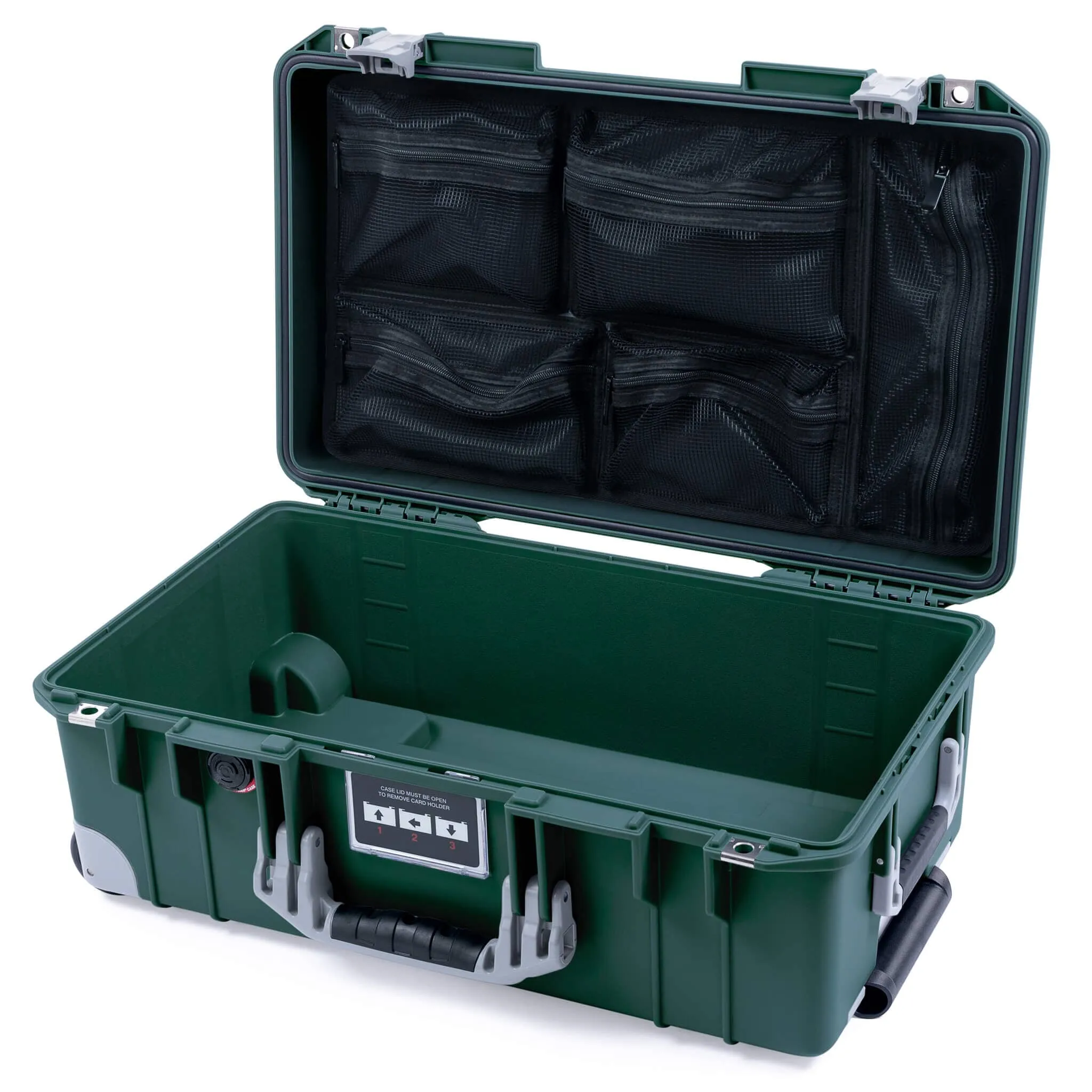 Pelican 1535 Air Case, Trekking Green with Silver Handles, Latches & Trolley