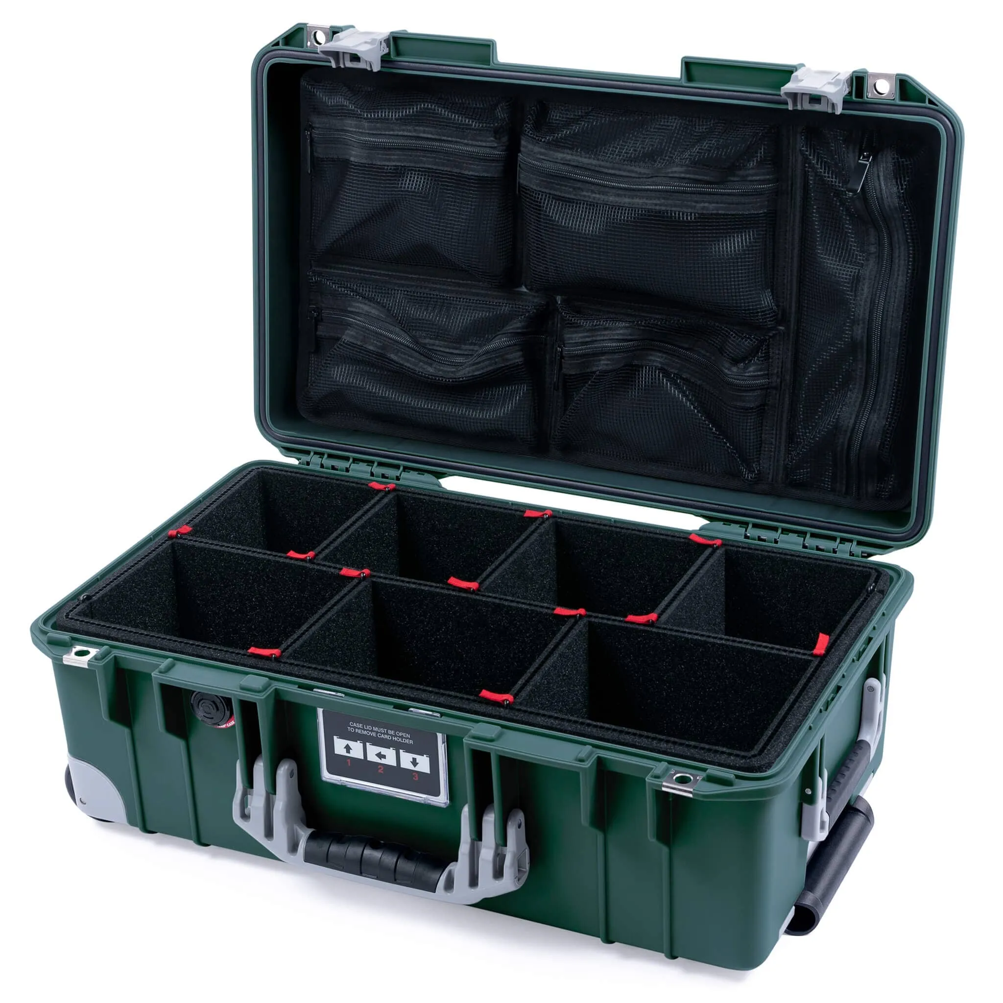 Pelican 1535 Air Case, Trekking Green with Silver Handles, Latches & Trolley