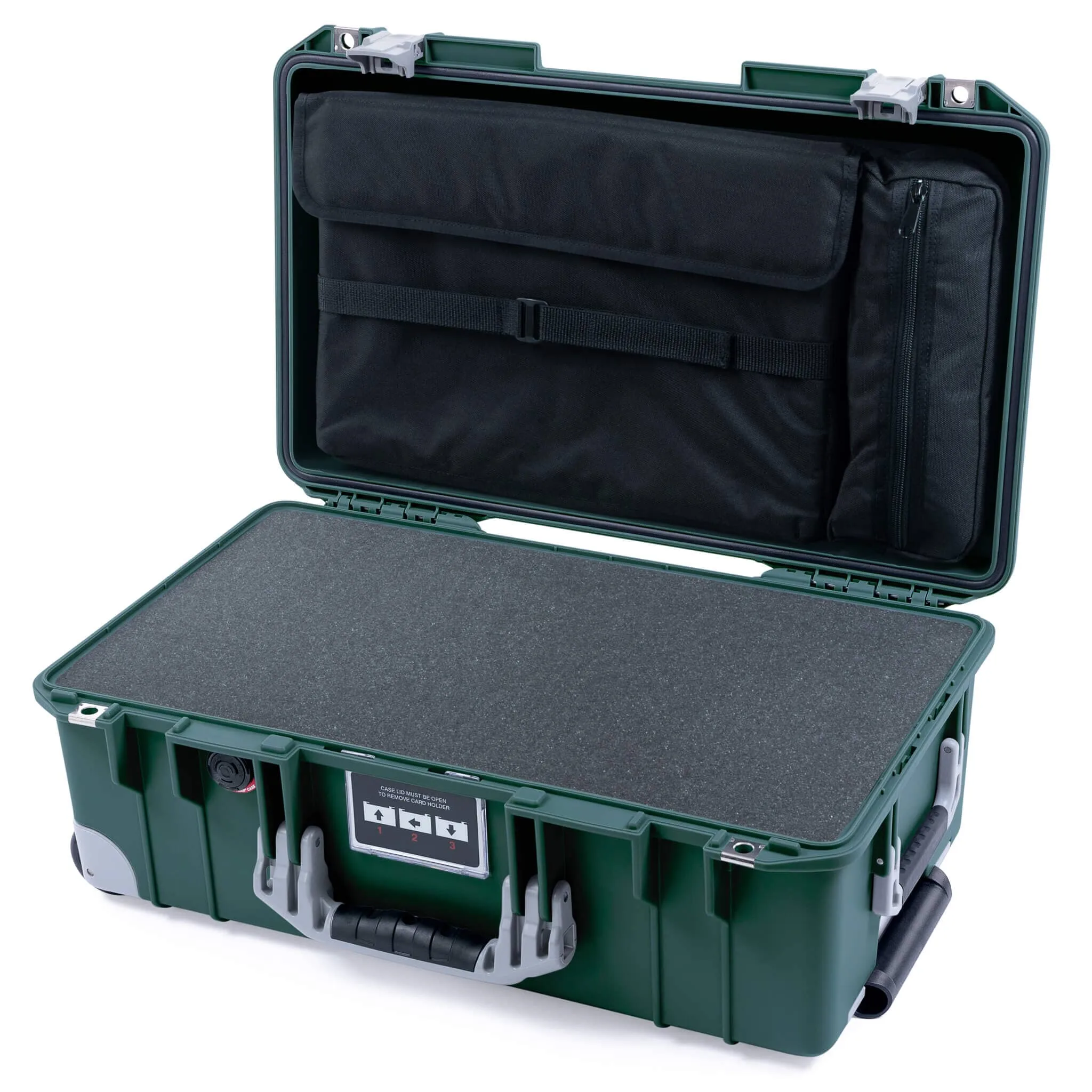 Pelican 1535 Air Case, Trekking Green with Silver Handles, Latches & Trolley