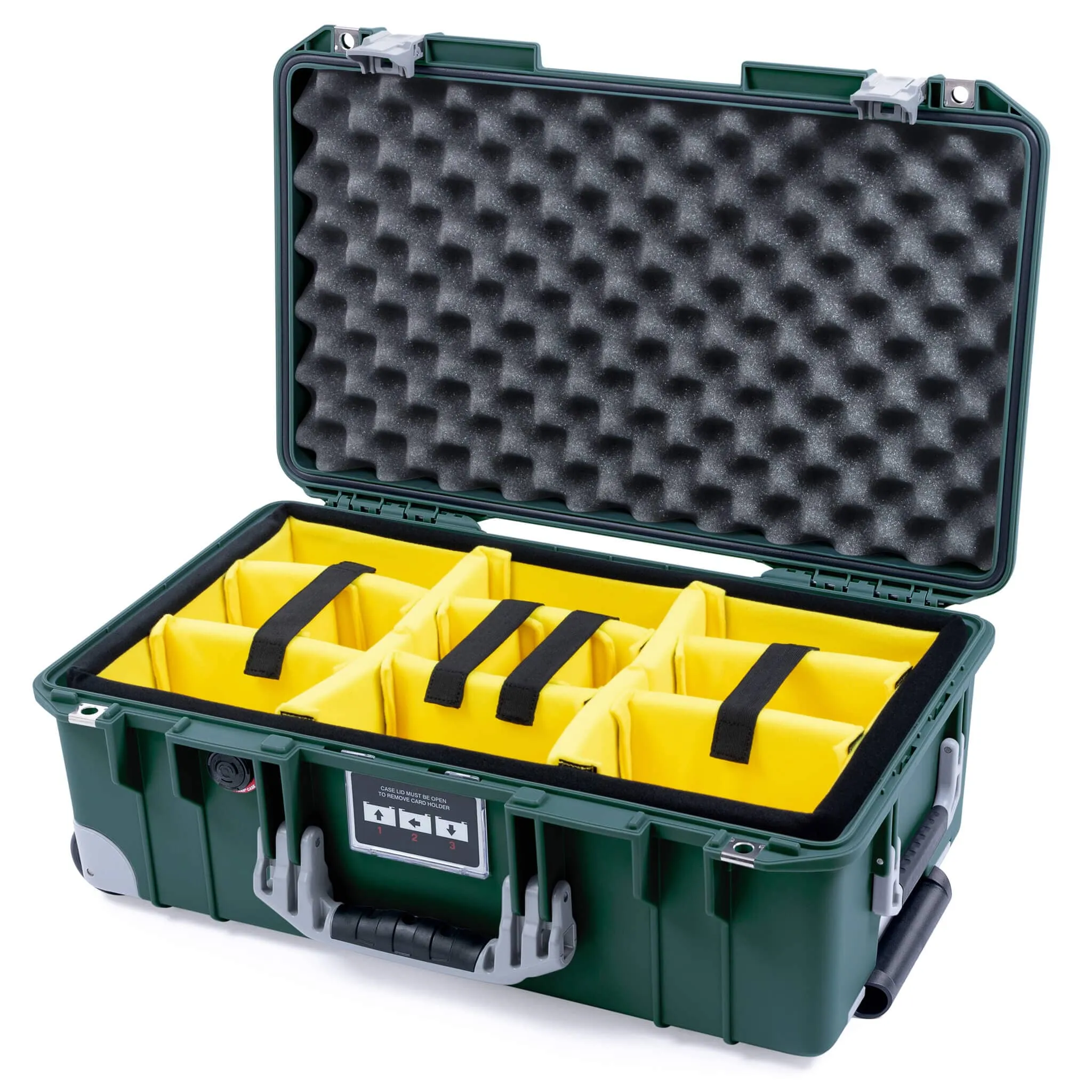 Pelican 1535 Air Case, Trekking Green with Silver Handles, Latches & Trolley