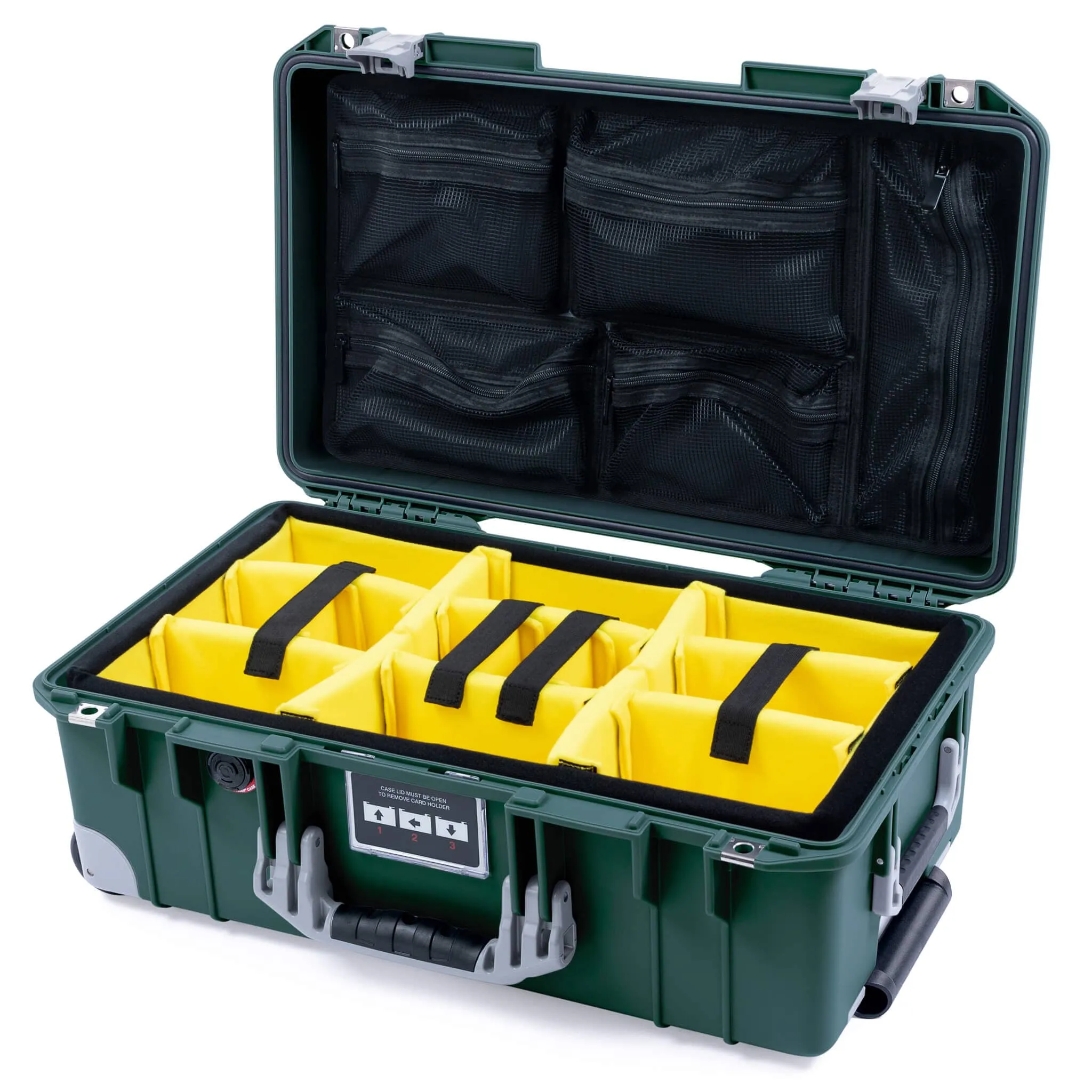 Pelican 1535 Air Case, Trekking Green with Silver Handles, Latches & Trolley
