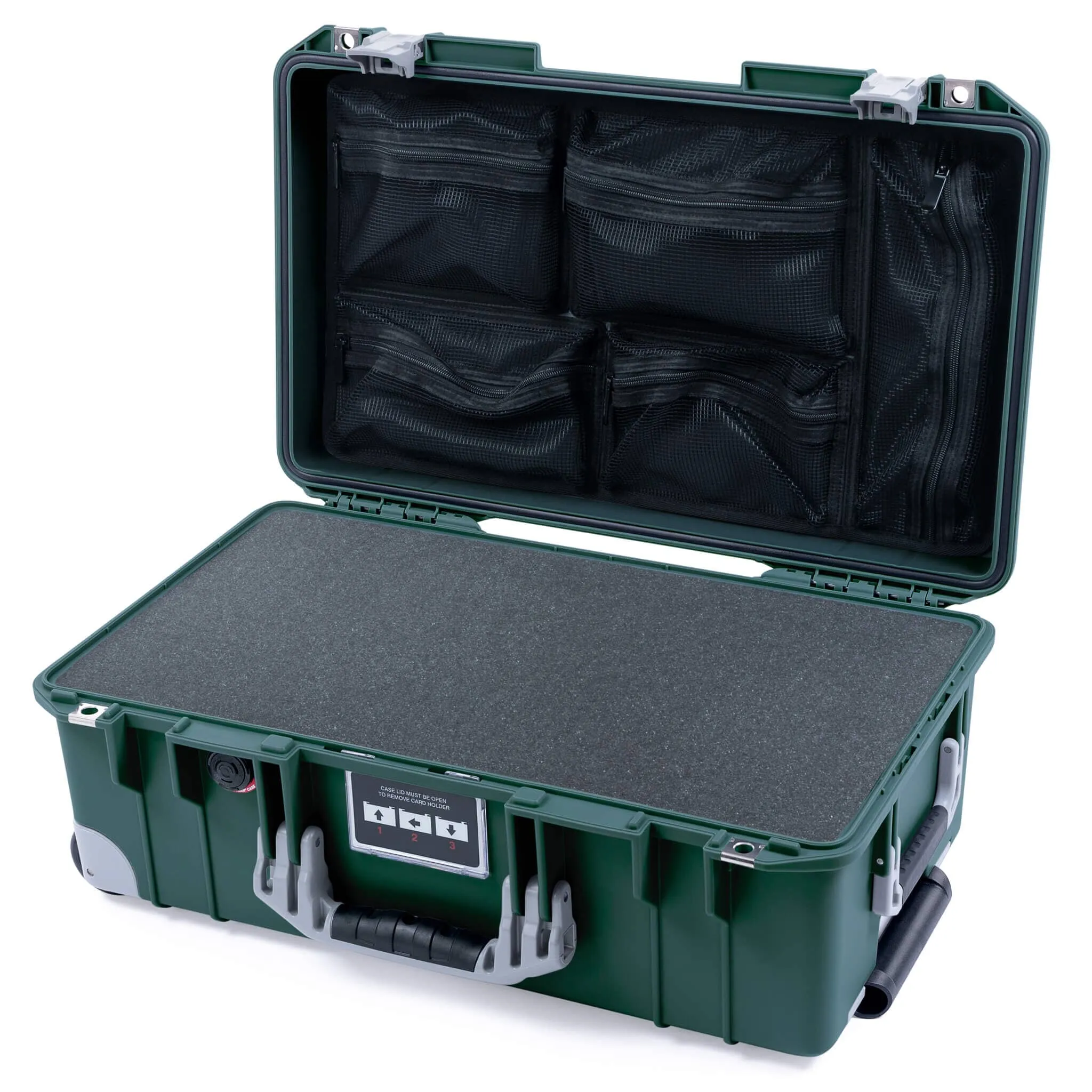 Pelican 1535 Air Case, Trekking Green with Silver Handles, Latches & Trolley