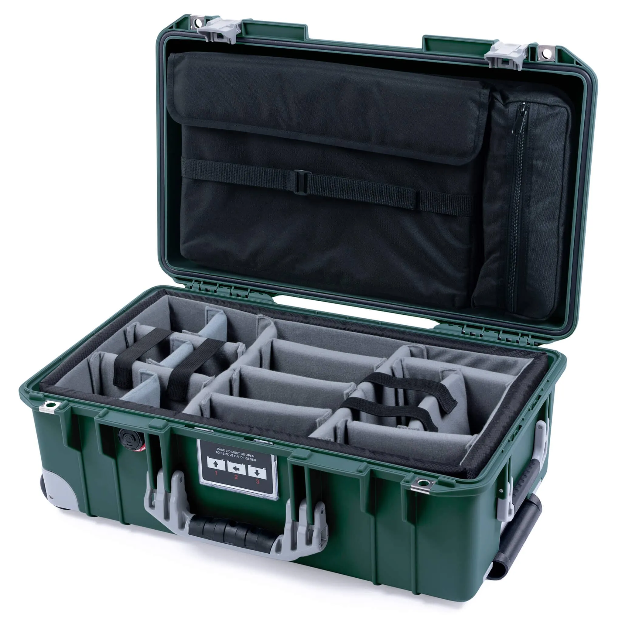 Pelican 1535 Air Case, Trekking Green with Silver Handles, Latches & Trolley