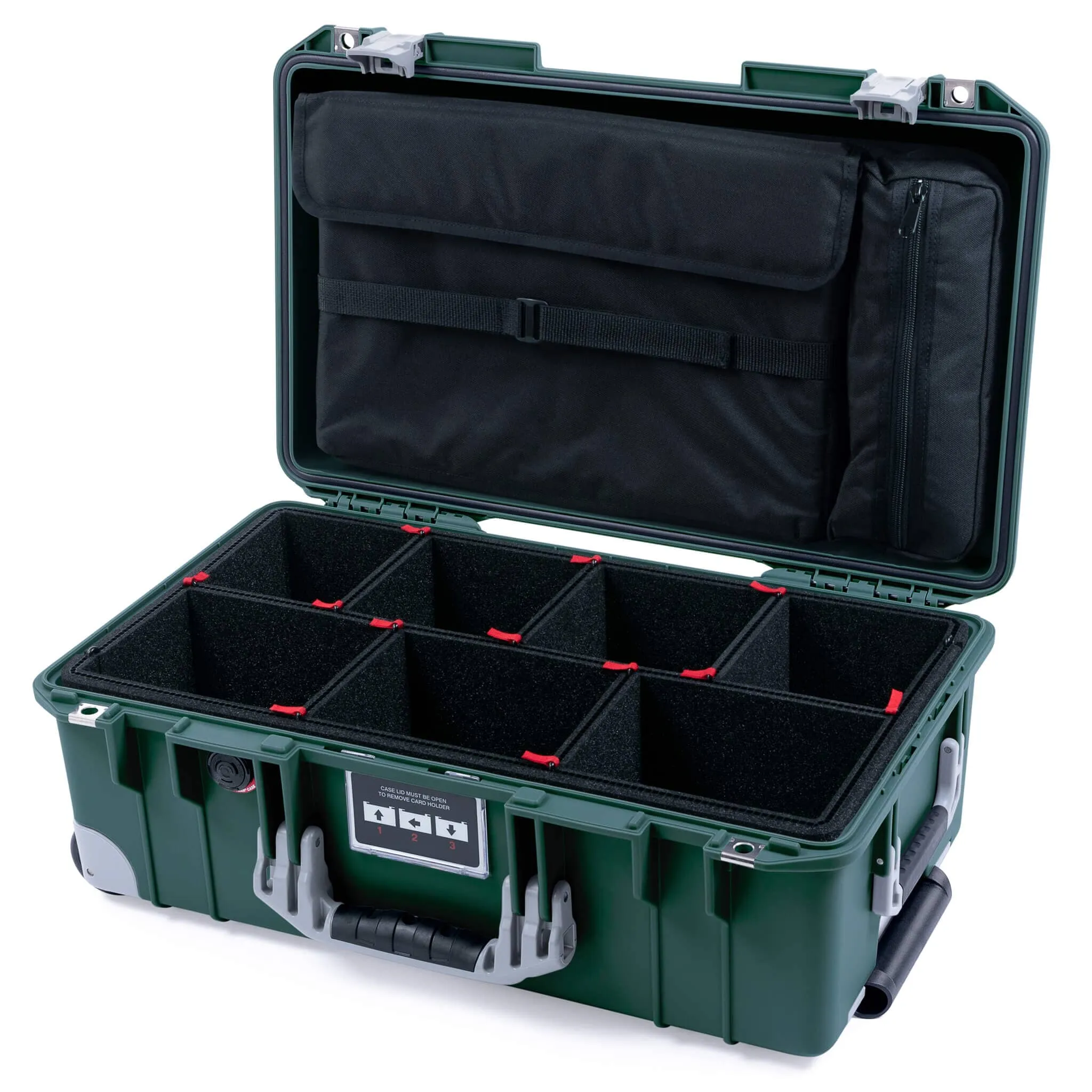 Pelican 1535 Air Case, Trekking Green with Silver Handles, Latches & Trolley