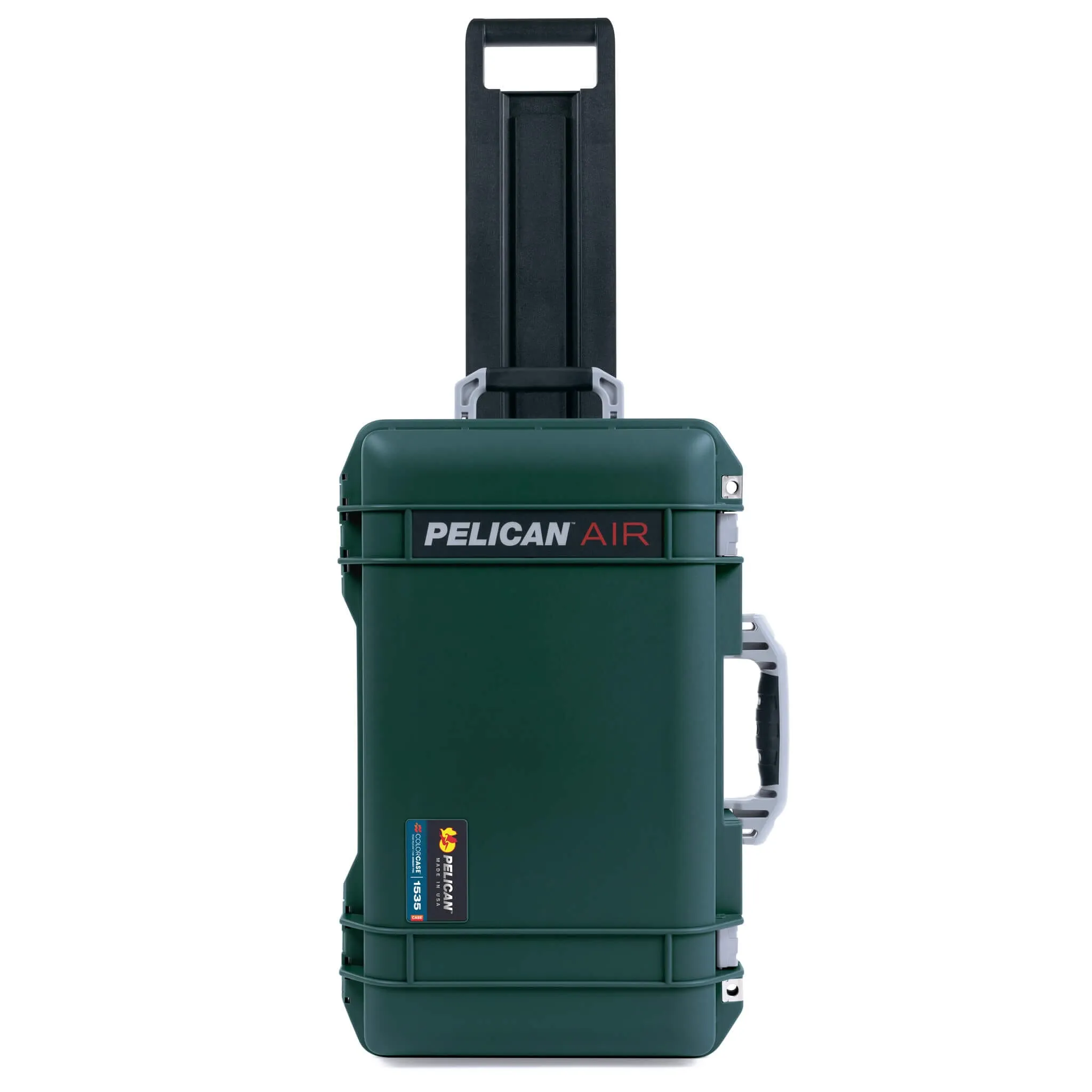 Pelican 1535 Air Case, Trekking Green with Silver Handles, Latches & Trolley