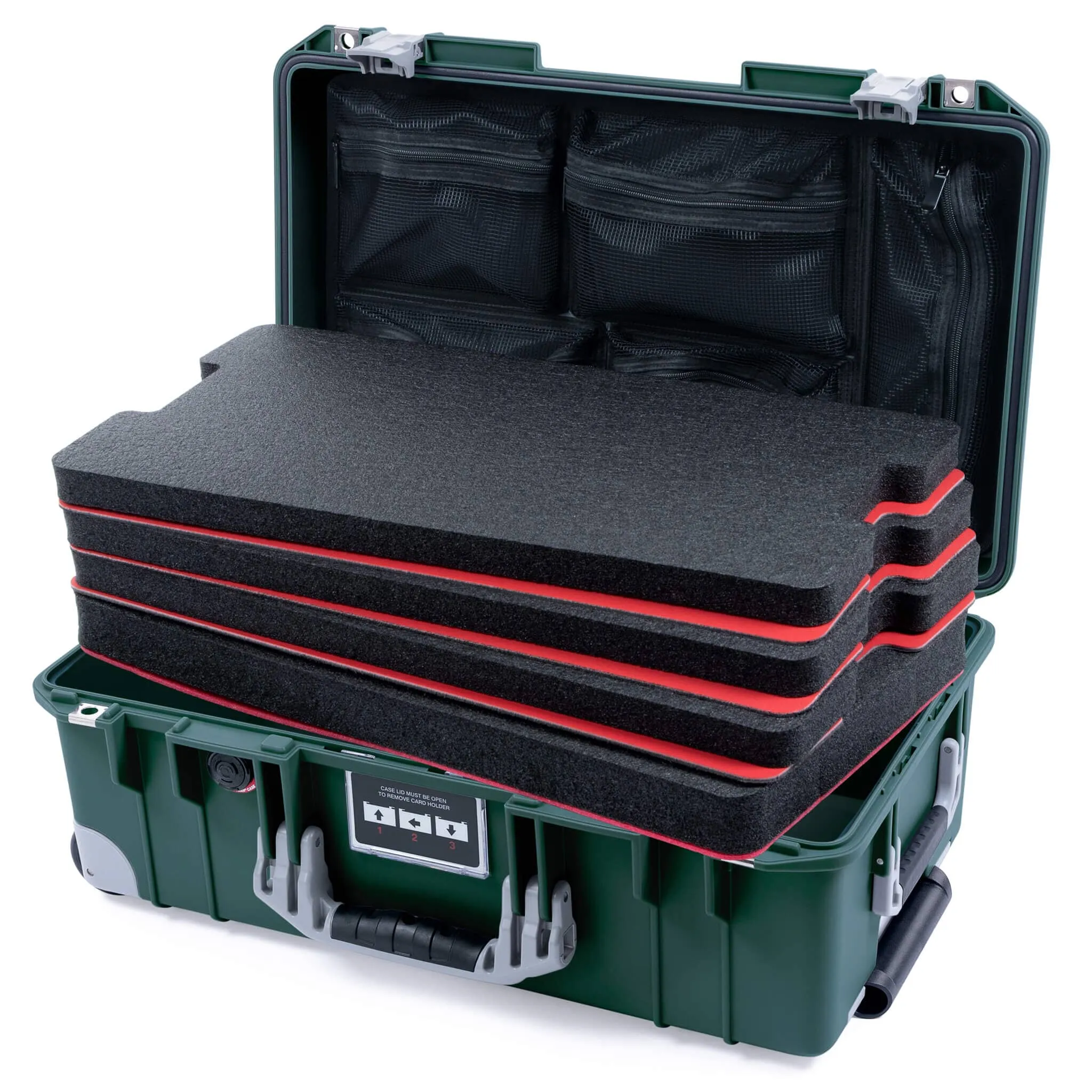 Pelican 1535 Air Case, Trekking Green with Silver Handles, Latches & Trolley
