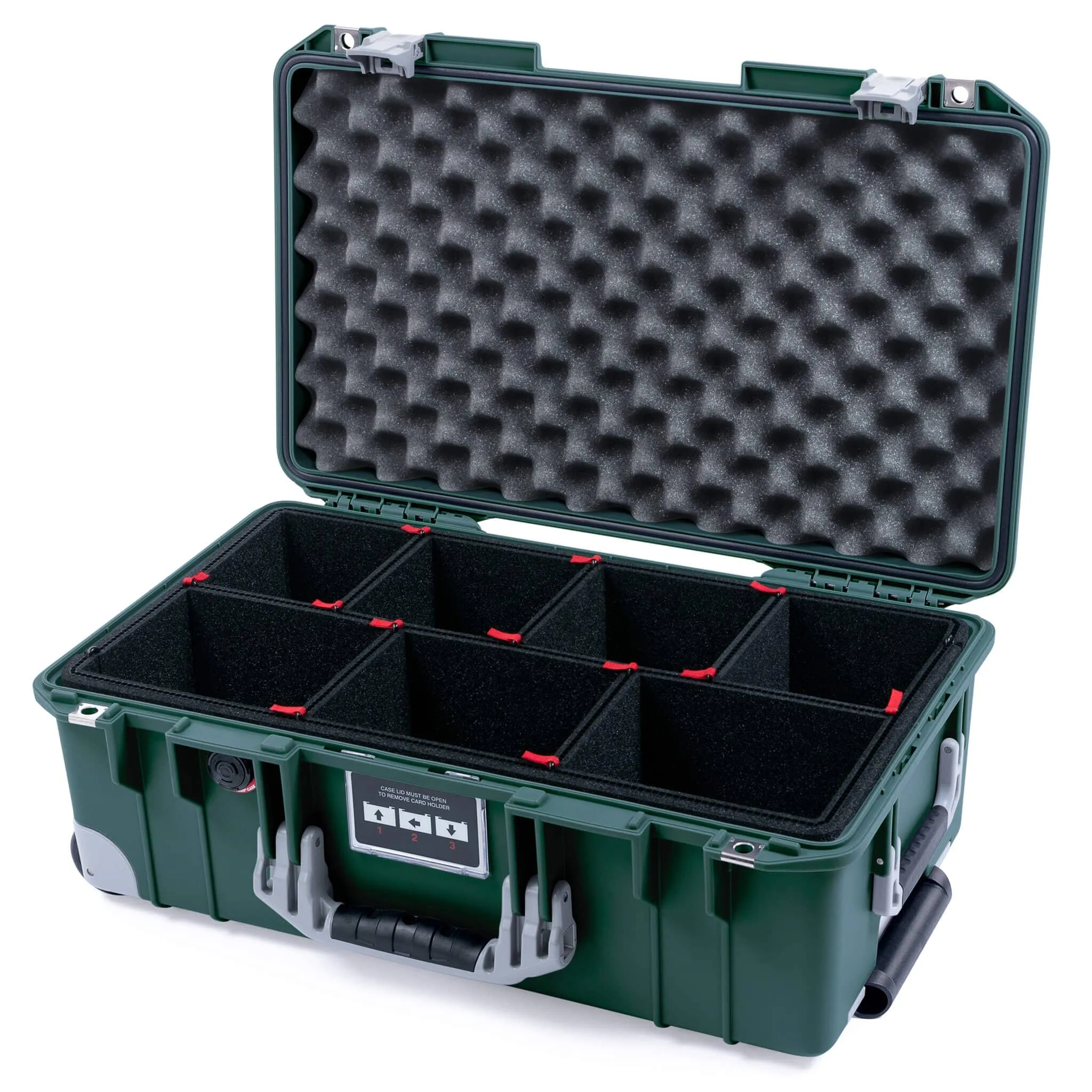 Pelican 1535 Air Case, Trekking Green with Silver Handles, Latches & Trolley