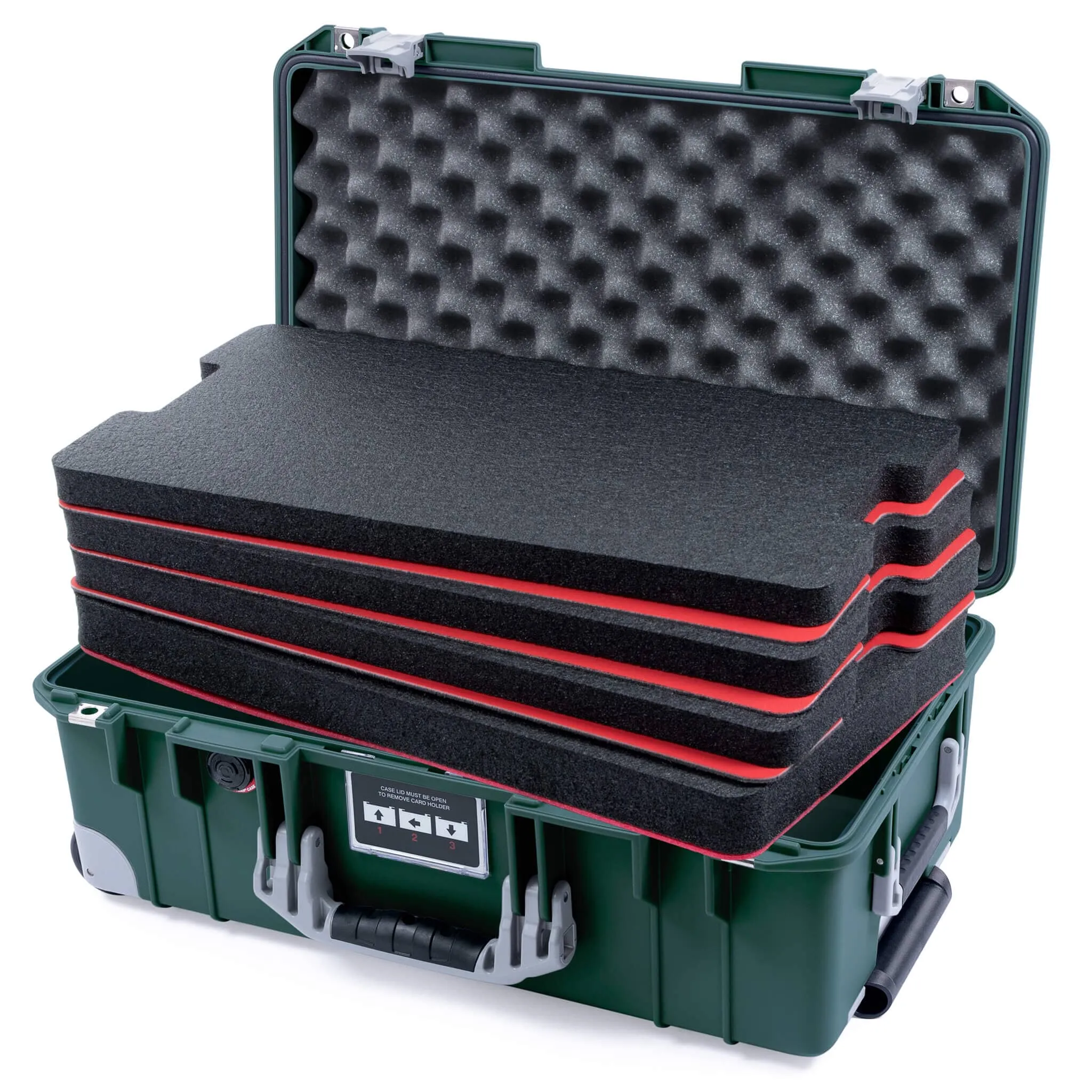 Pelican 1535 Air Case, Trekking Green with Silver Handles, Latches & Trolley