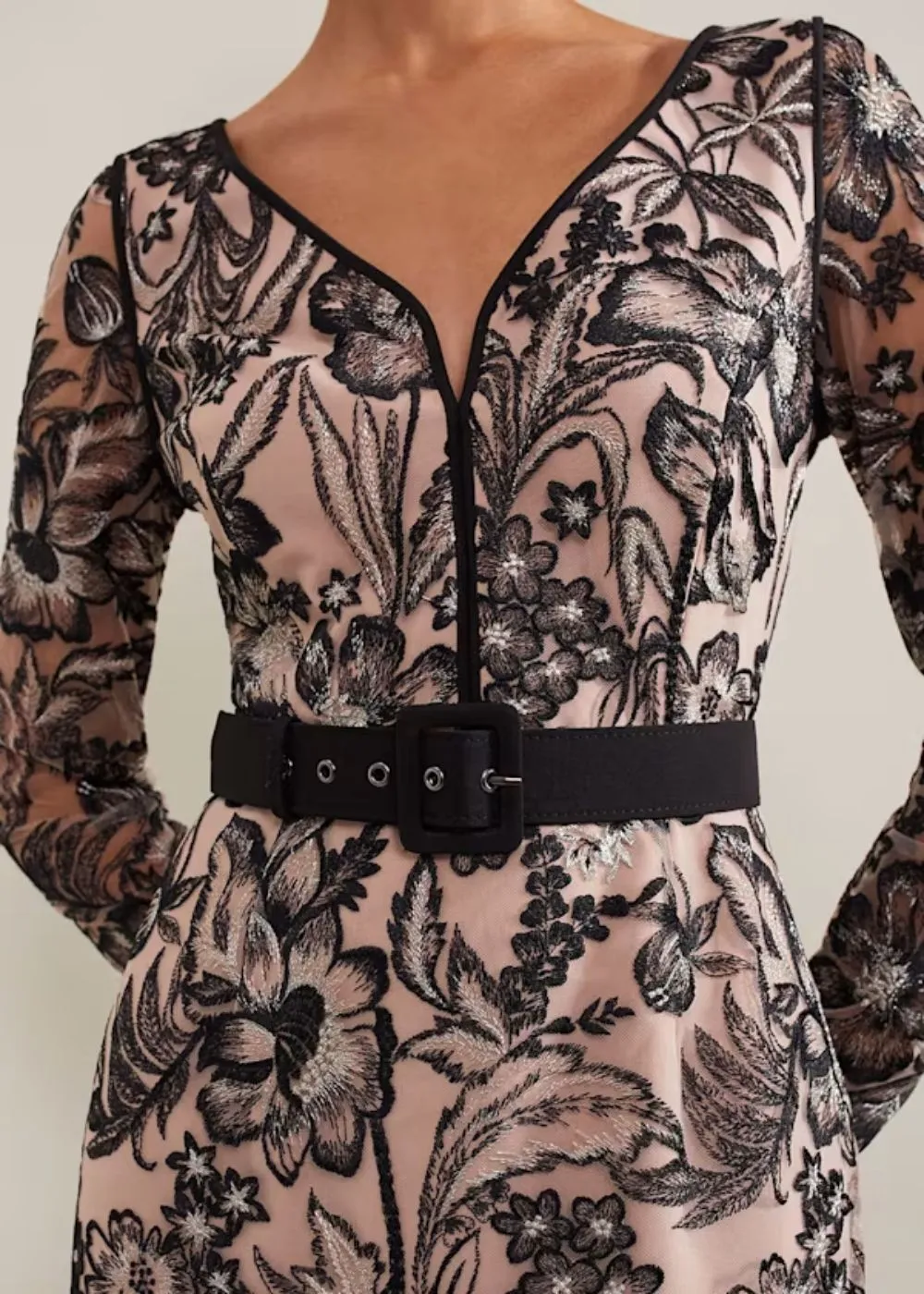Phase Eight Nola V Neck Embroidered Maxi