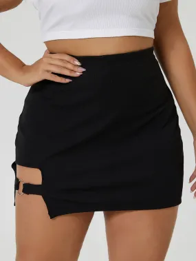 Plain Ring Mini Plus Size Skirt
