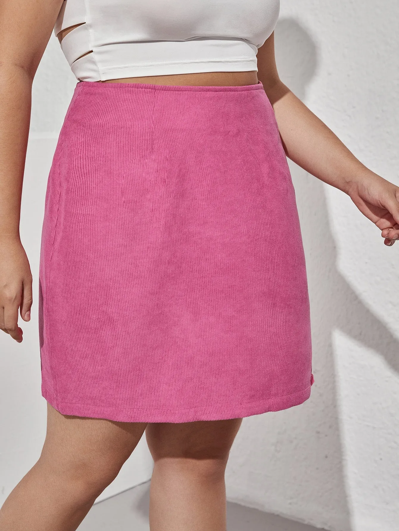 Plain Split Short Plus Size Skirts