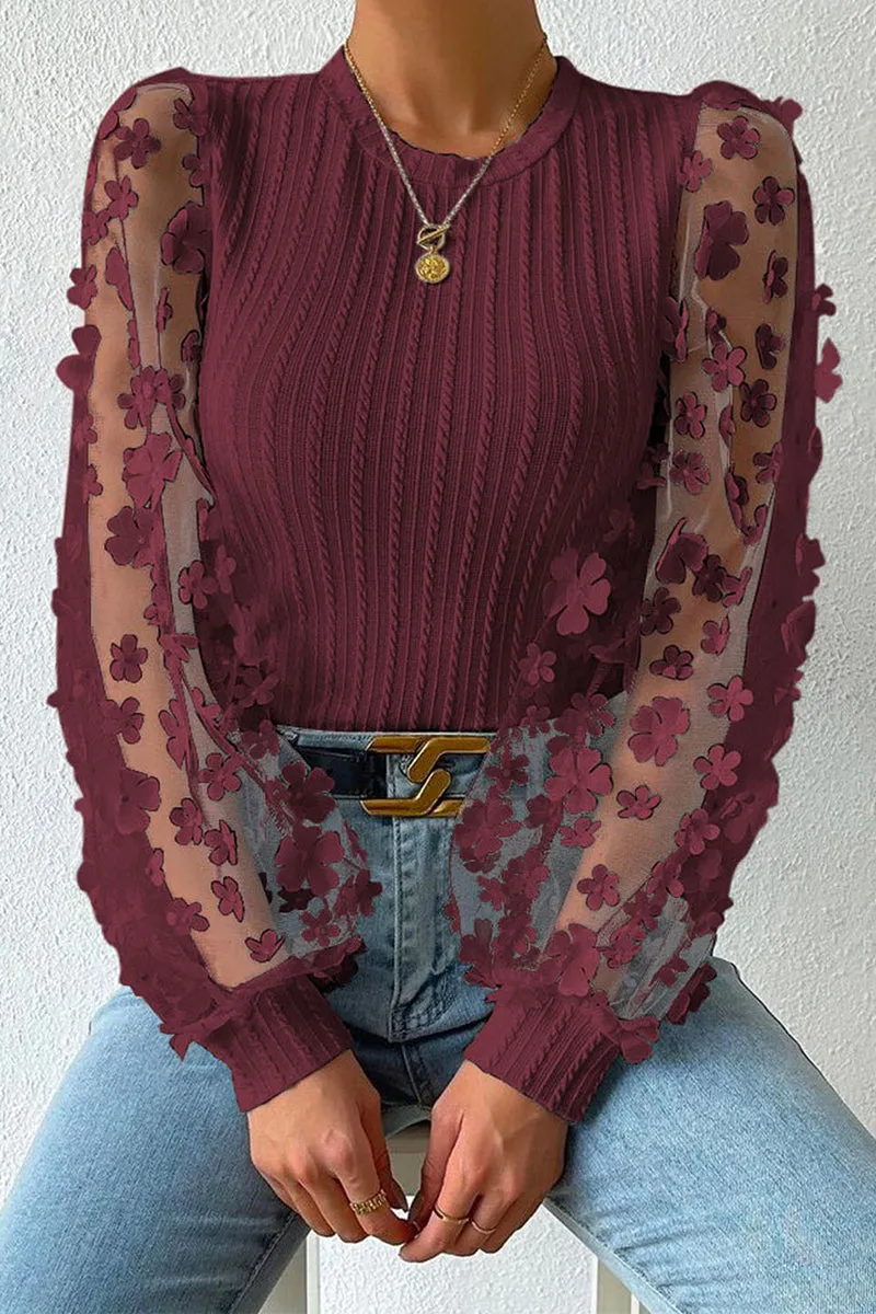Purpdrank - Elegant Solid Patchwork O Neck Tops