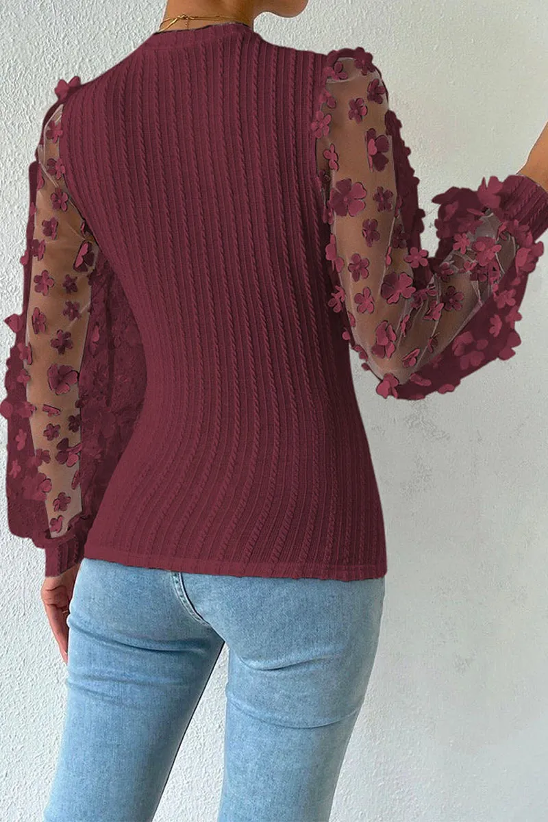 Purpdrank - Elegant Solid Patchwork O Neck Tops