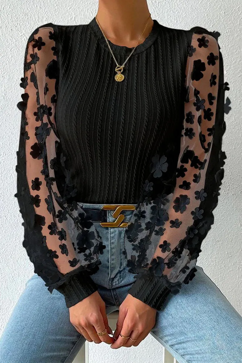 Purpdrank - Elegant Solid Patchwork O Neck Tops