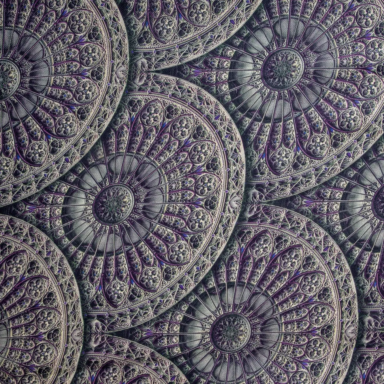 Purple Silver Digital Print Pure Silk Fabric