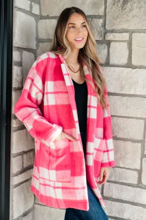 RESTOCKED - Pink Plaid Coat
